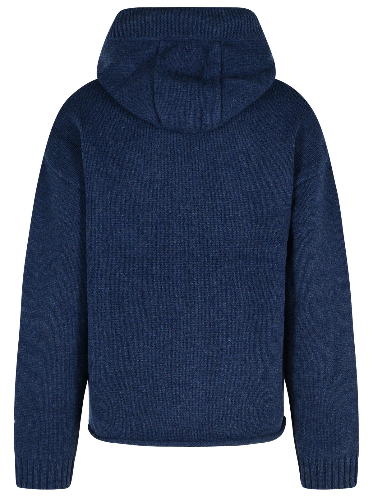 Jw Anderson J. W. Anderson Zip-up Hooded Sweater With Contrasting Logo In Blue