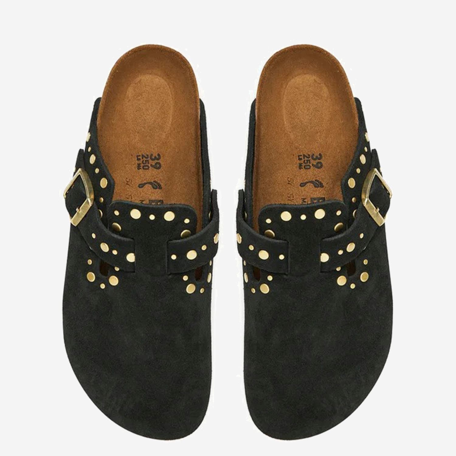 Birkenstock Boston Rivets In Suede In Black
