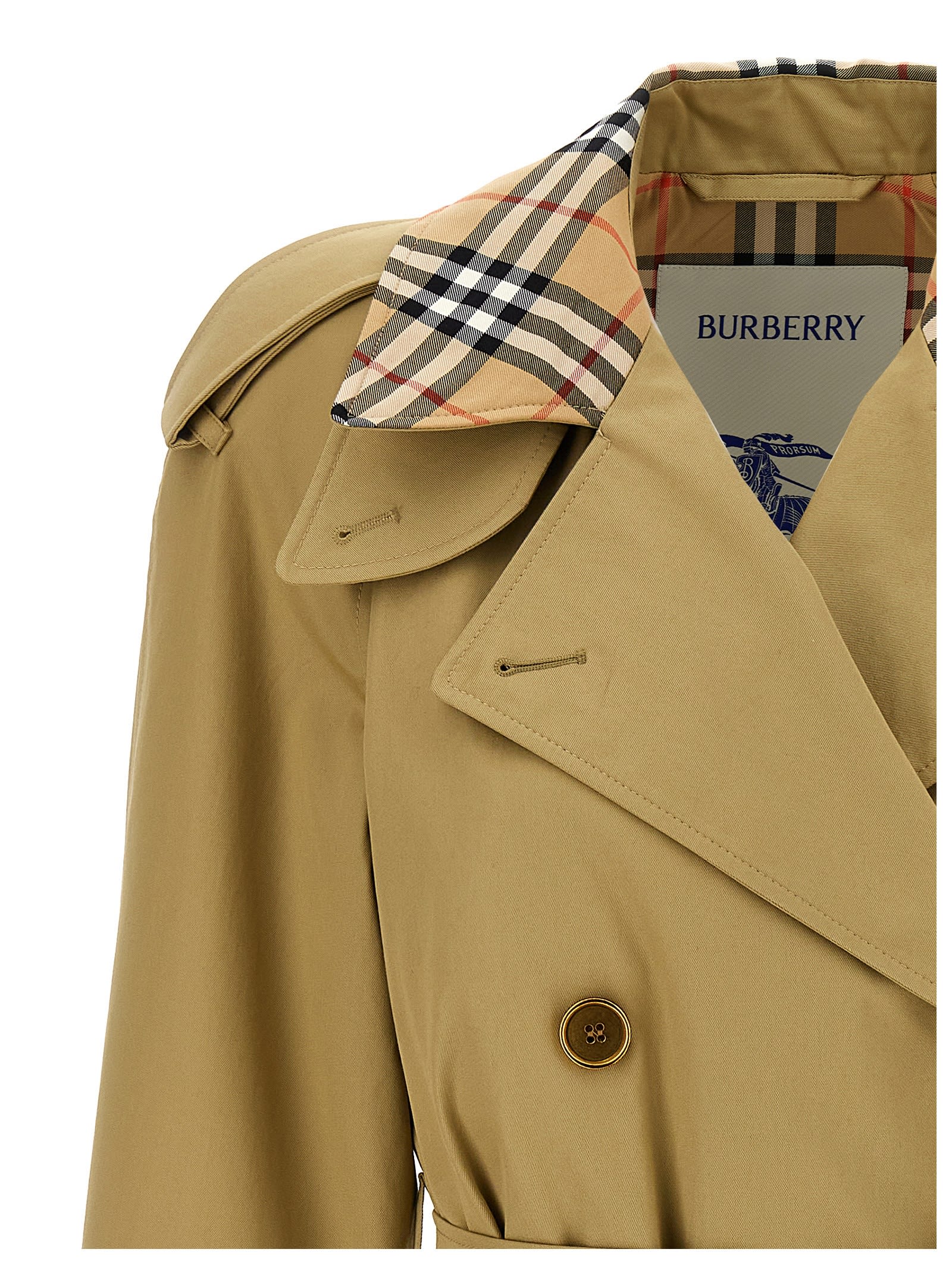 Burberry Castleford Check Collar Water Resistant Gabardine Trench Coat In Brown