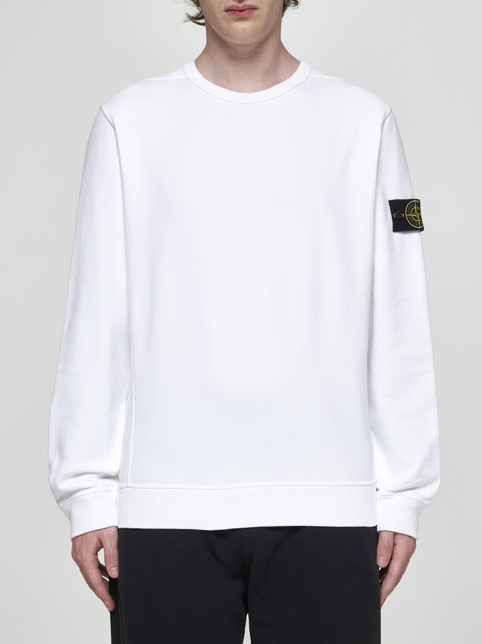 Shop Stone Island Cotton Sweatshirt In White