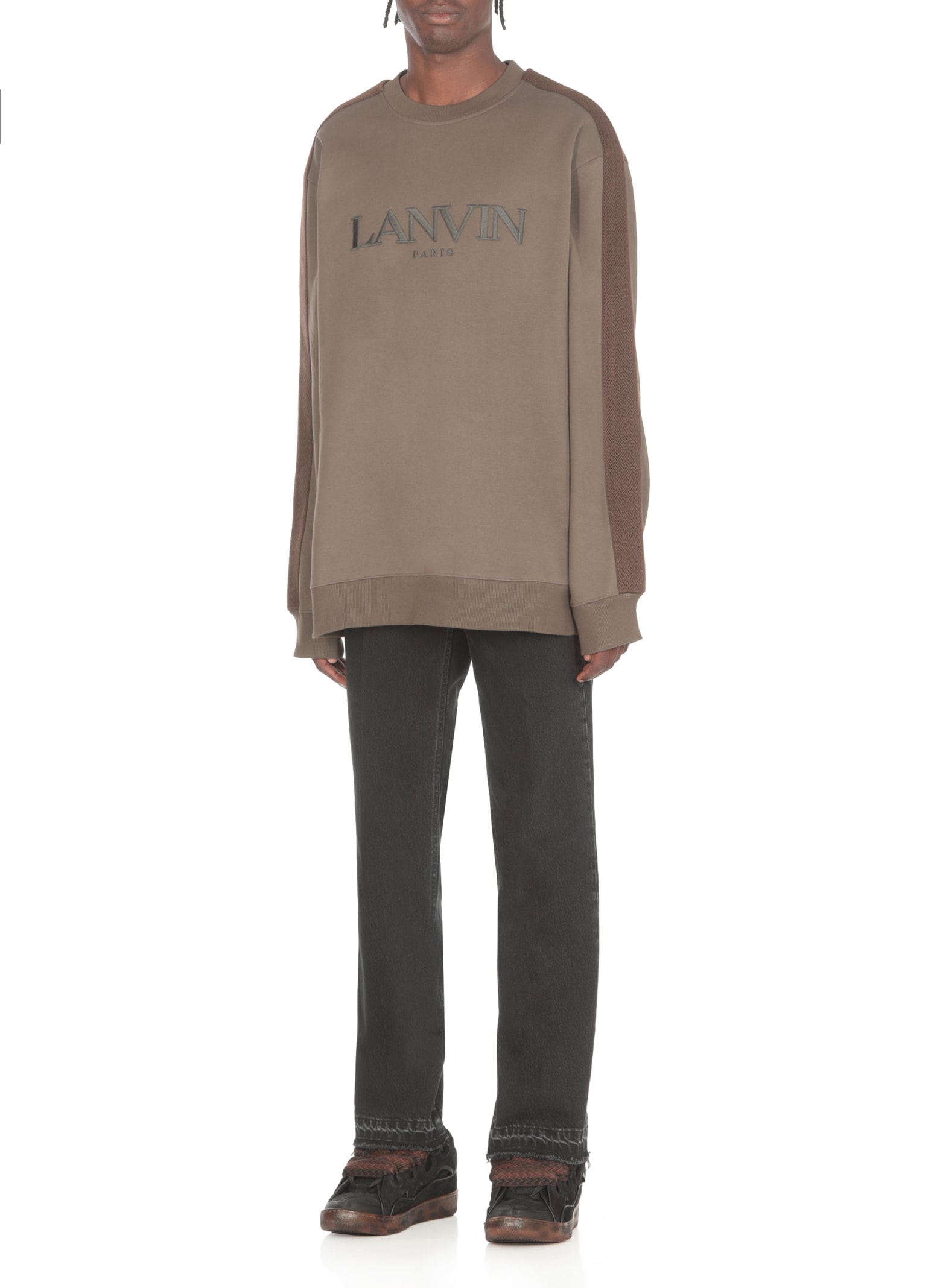 Shop Lanvin Sweatshirt With Logo In Green