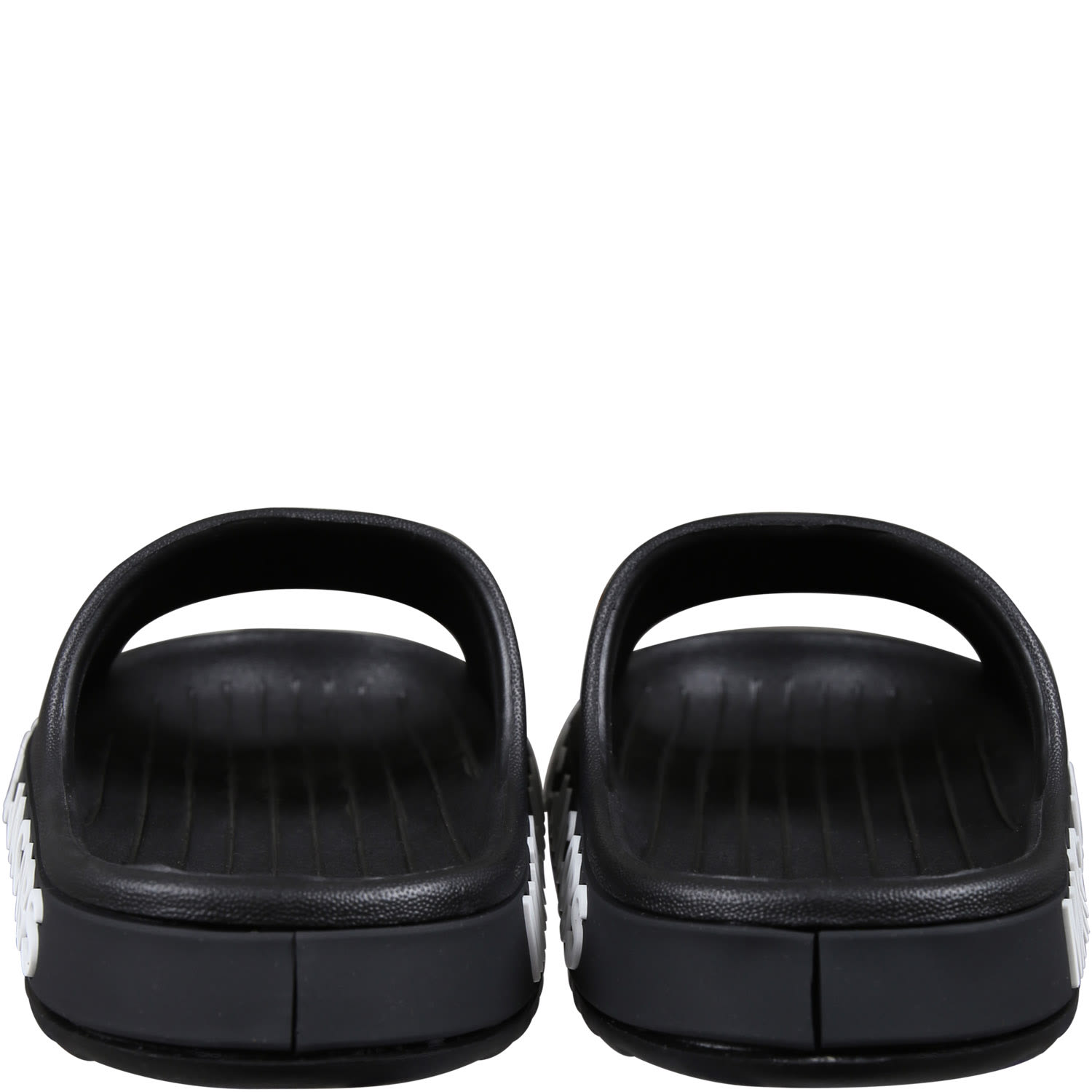 Shop Little Marc Jacobs Black Slippers For Kids With Logo In Nero