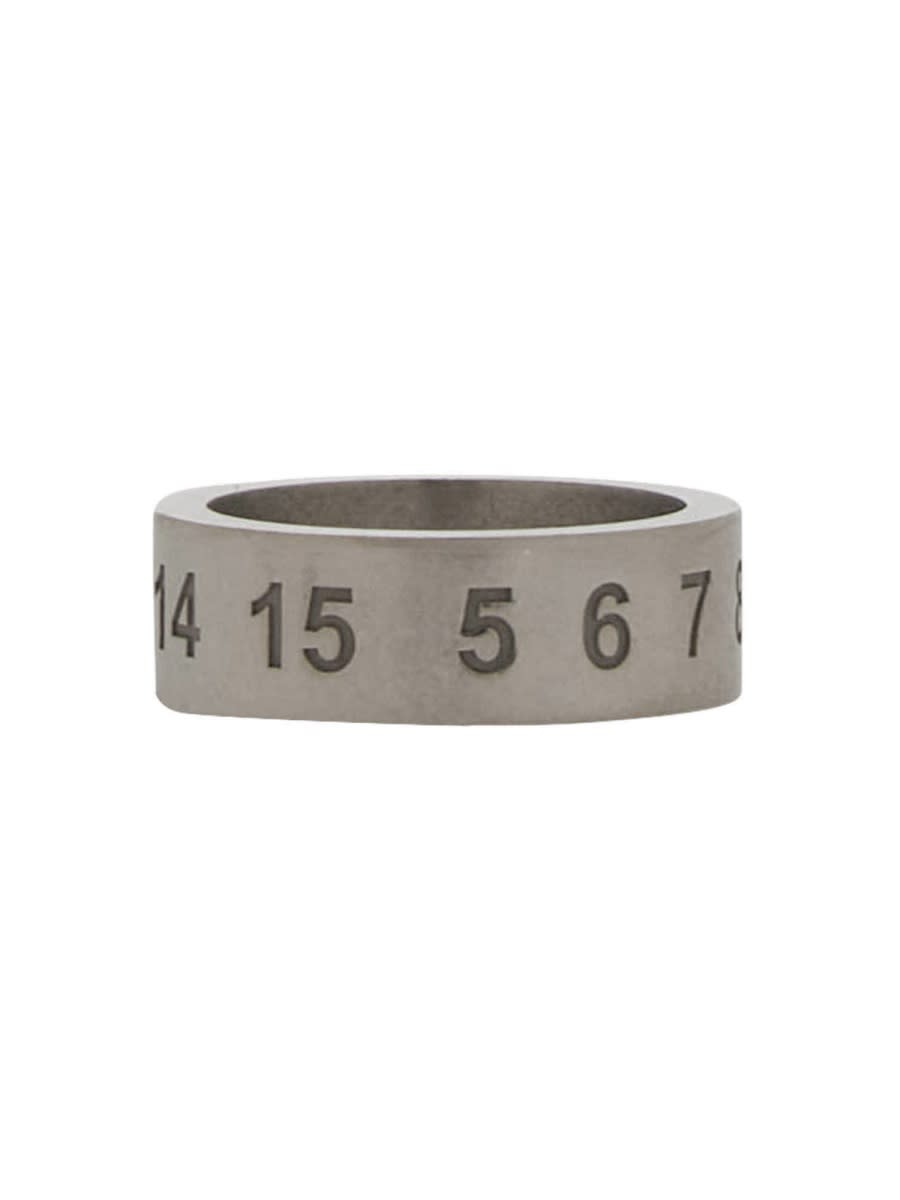 Shop Maison Margiela Logo Ring In Silver