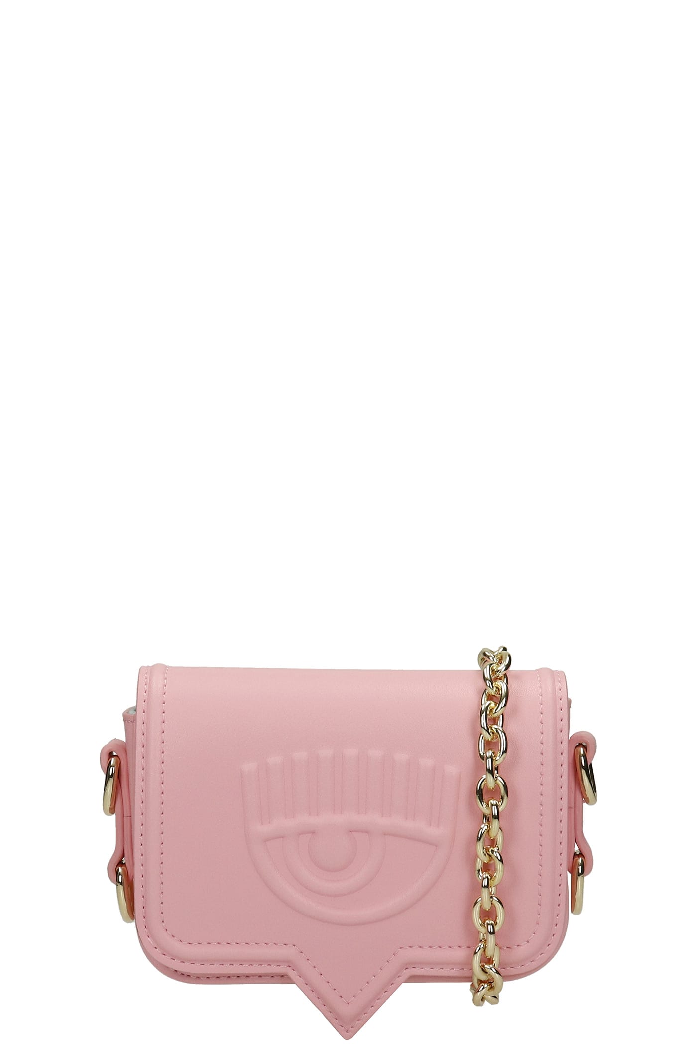 Chiara Ferragni Mini Eyelike Shoulder Bag In Rose-pink Faux Leather