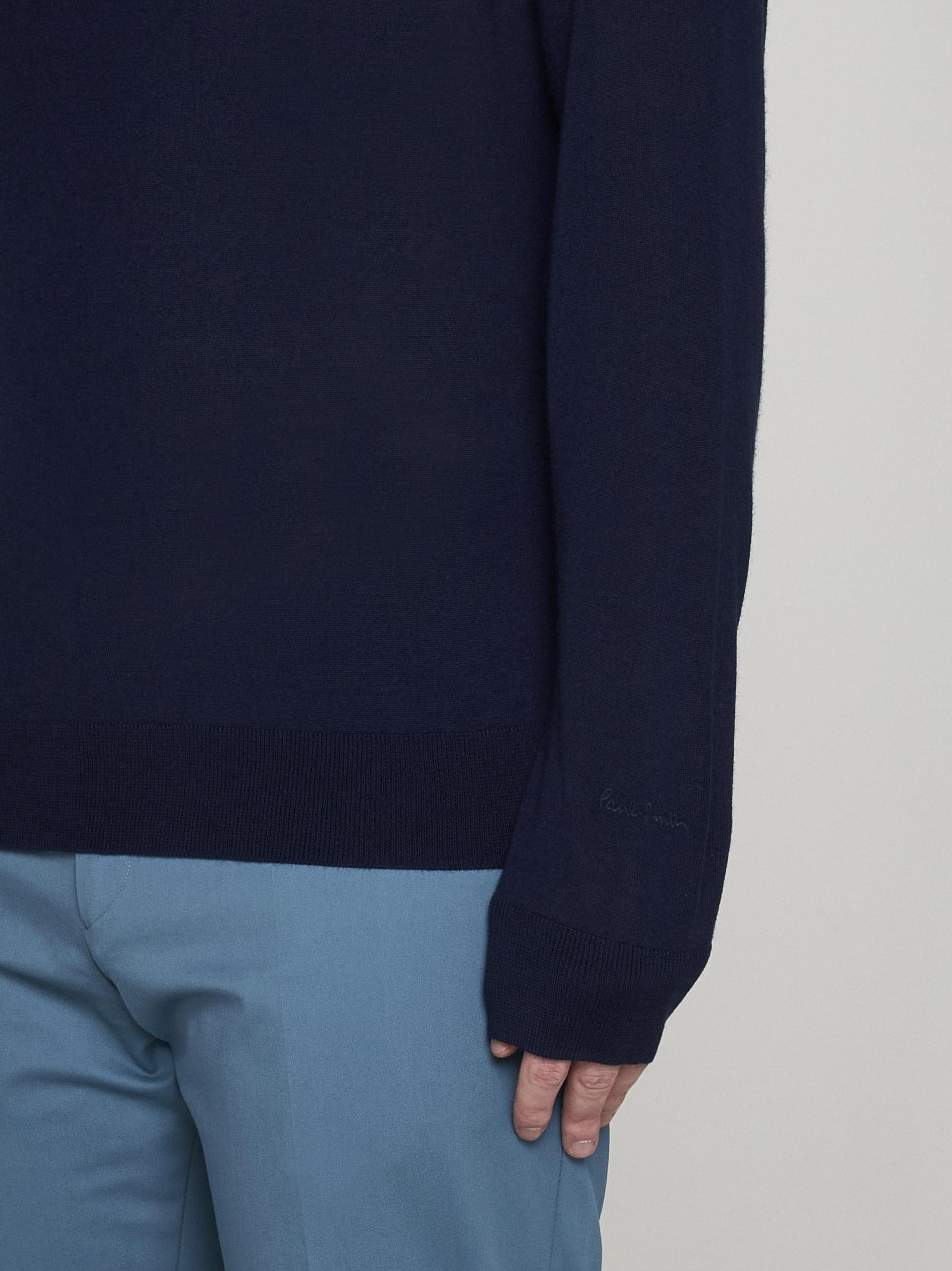 Shop Paul Smith Merino Wool Polo Sweater In Blue