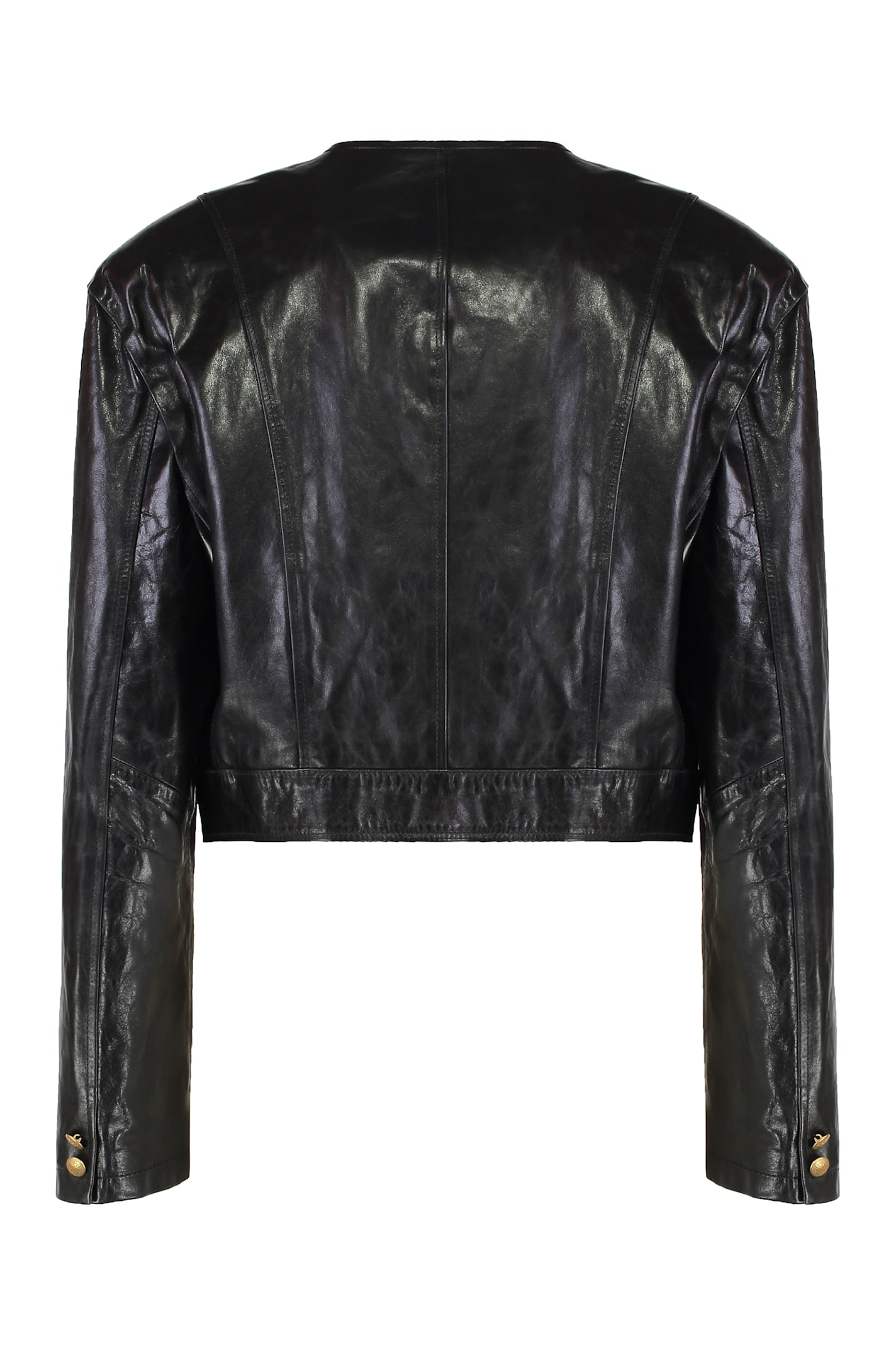 Halfboy Buttonned Leather Jacket In Black