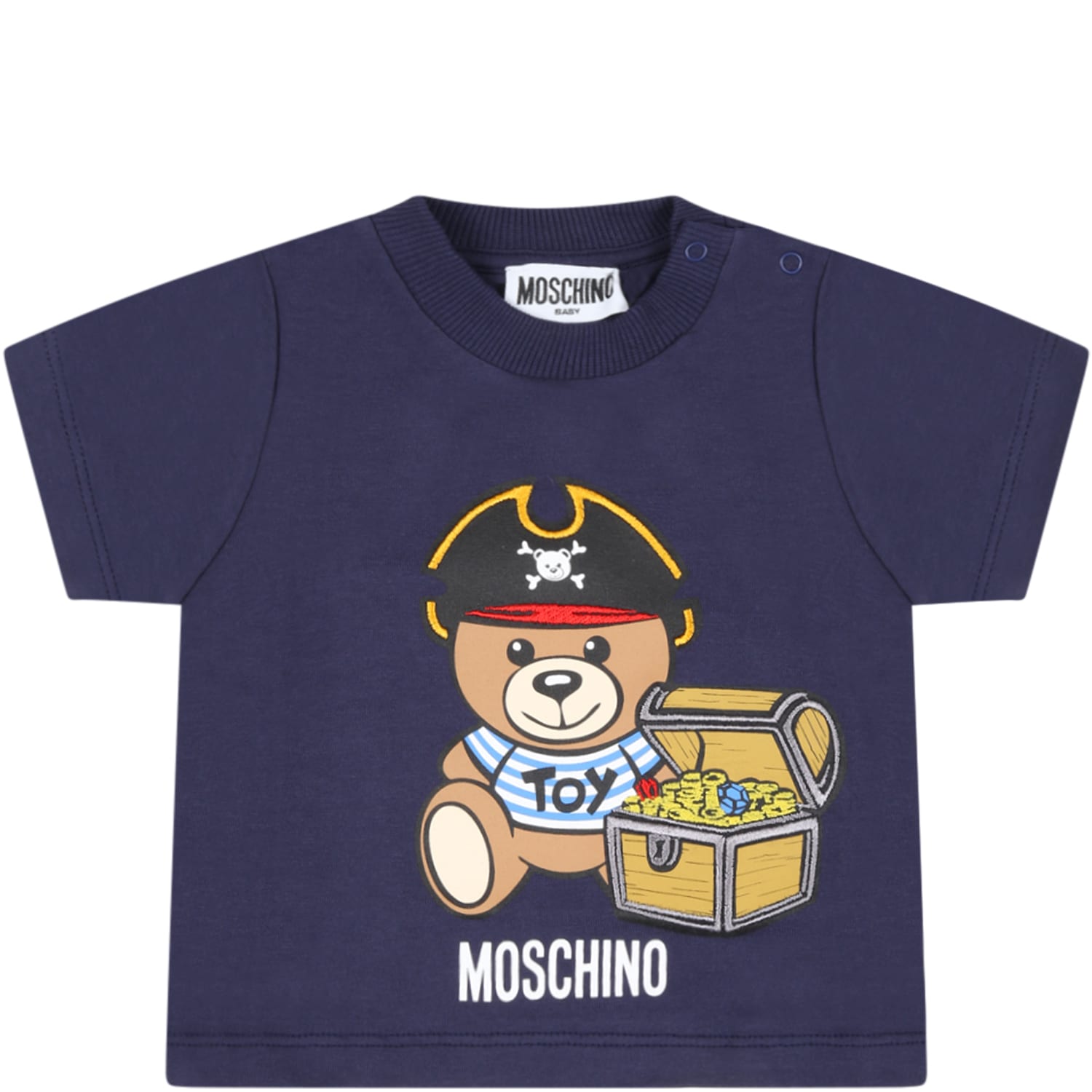 Moschino Blue T-shirt For Babyboy With Logo
