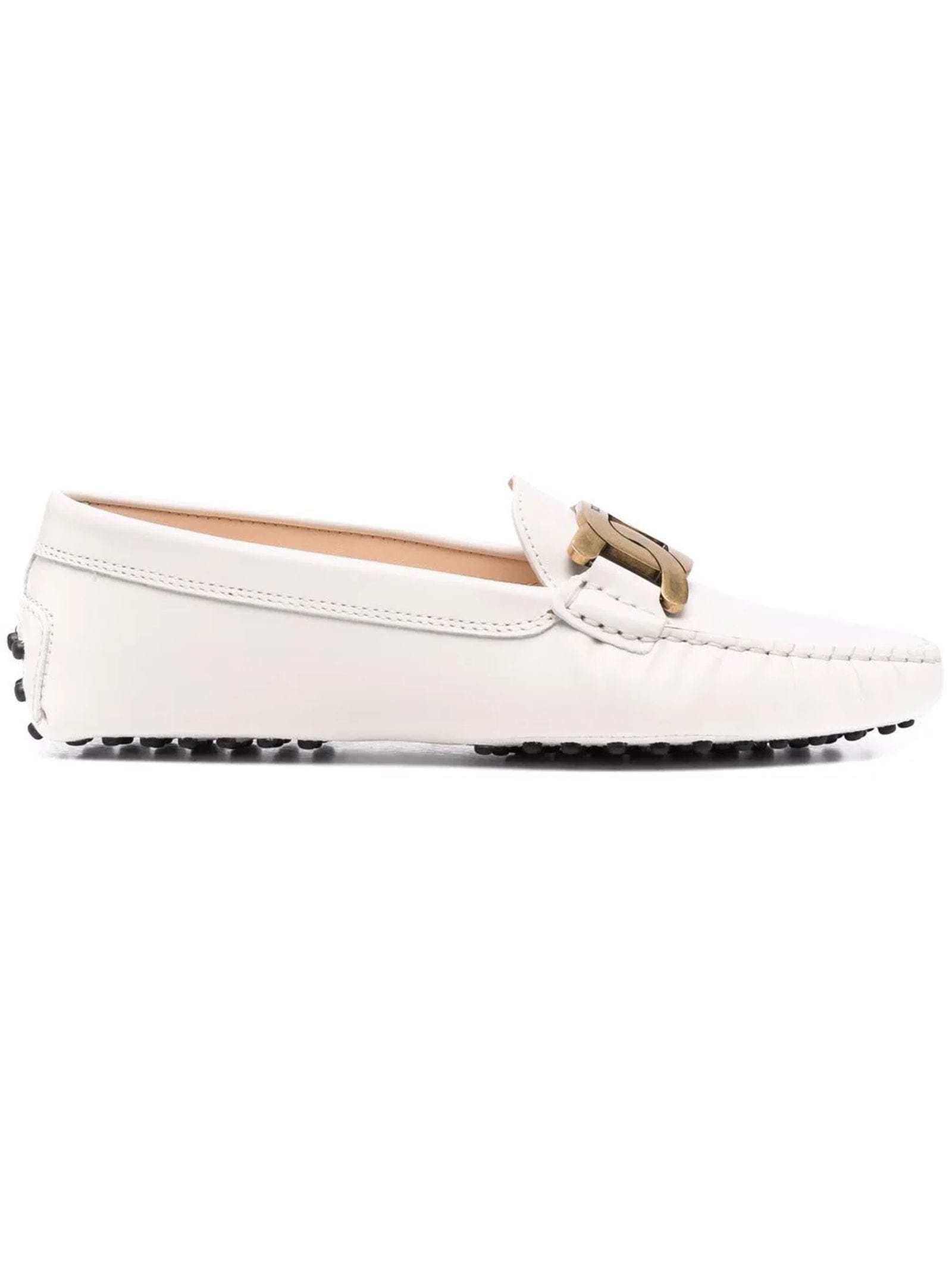 Tod's White Kate Gommino Driving Shoes