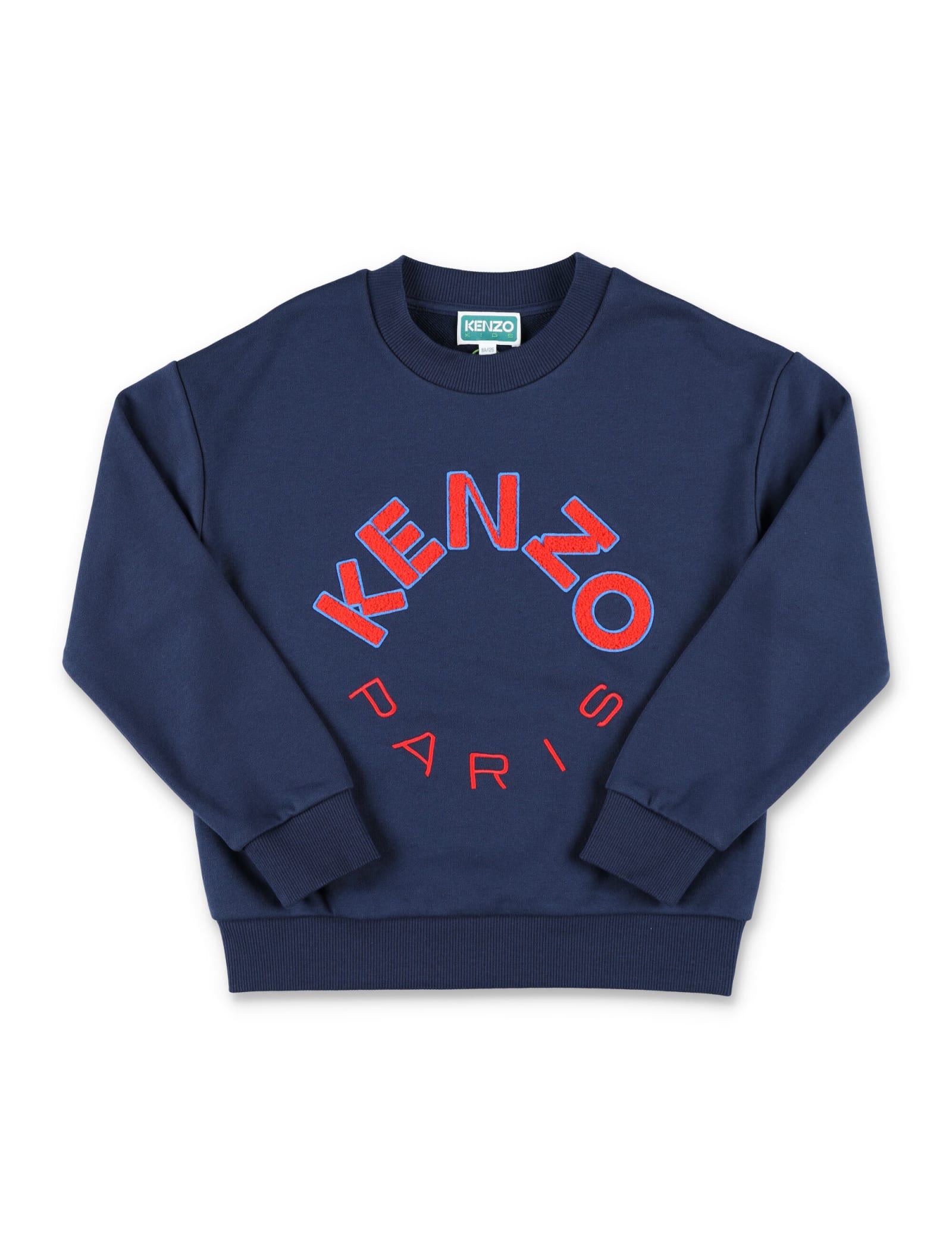 Shop Kenzo Bouclé Logo Sweatshirt In Navy