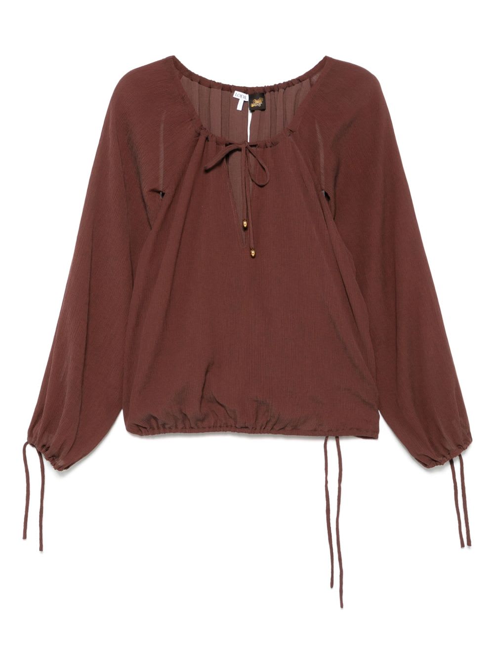 Loewe Cotton And Silk Blend Blouse In Brown