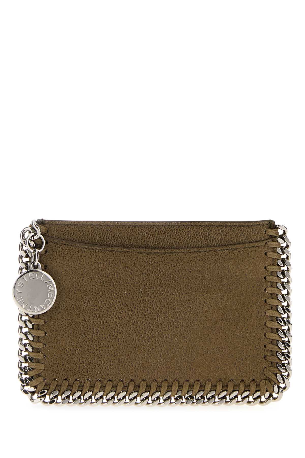 Stella Mccartney Olive Green Shaggy Deer Falabella Card Holder In Neutral