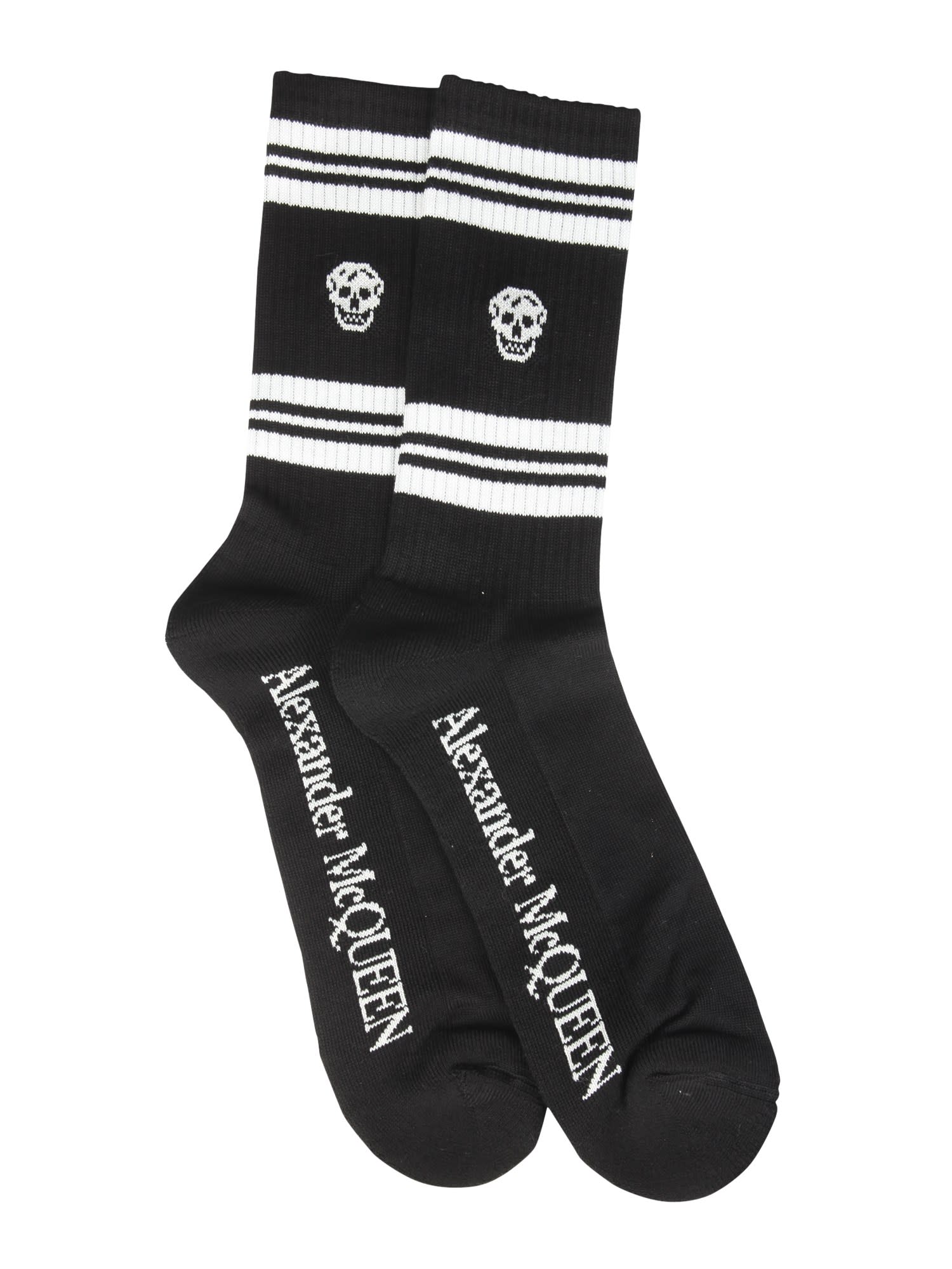 Shop Alexander Mcqueen Sports Skull Socks In Black