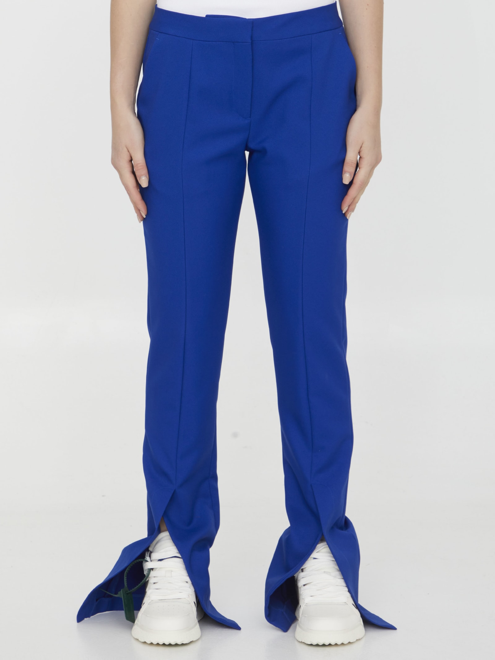 Shop Off-white Tech Drill Tailoring Pants In Blue
