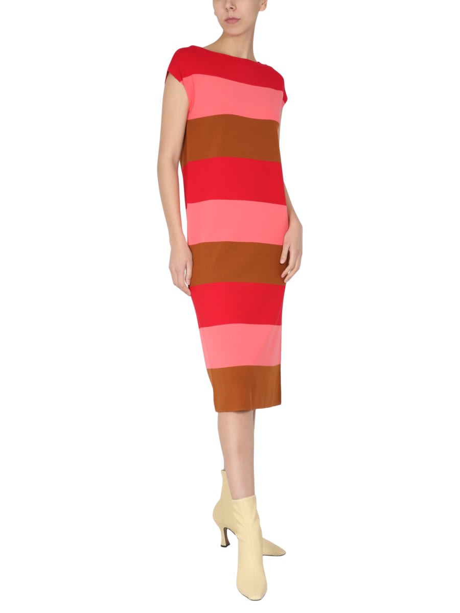 Shop Woolrich Long Knit Dress In Multicolour