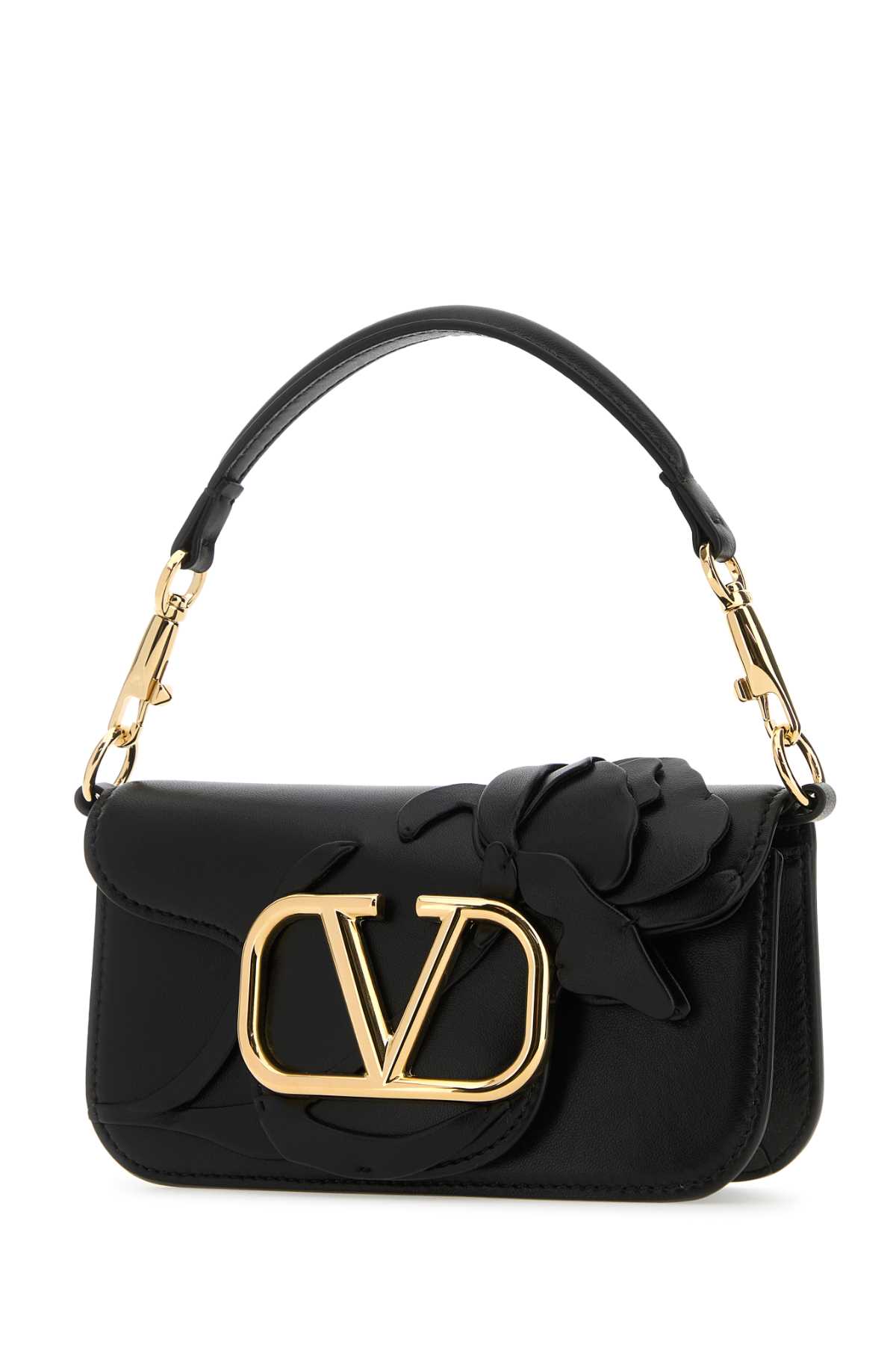 Shop Valentino Black Leather Locã² Small Handbag In Nero