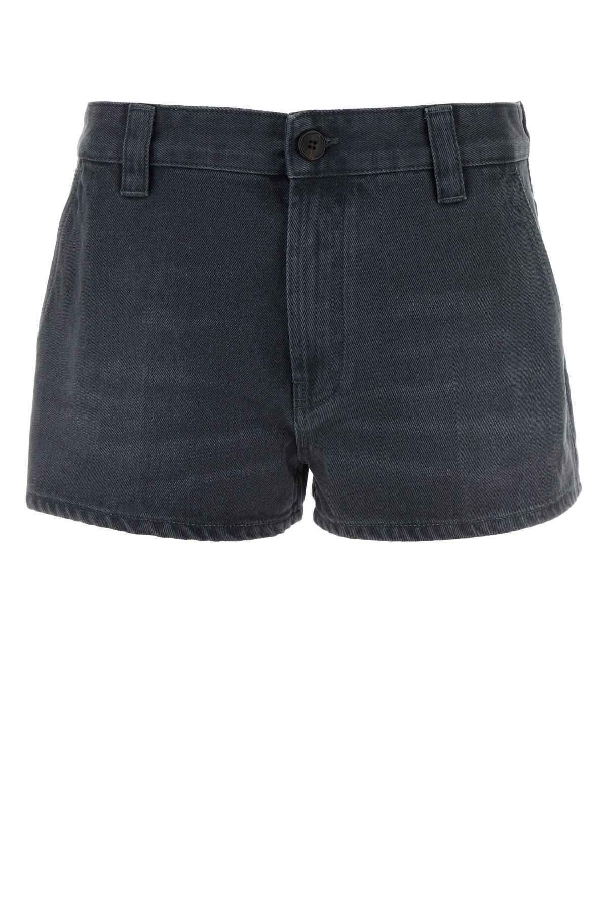 Shop Miu Miu Dark Grey Drill Shorts In Grigio