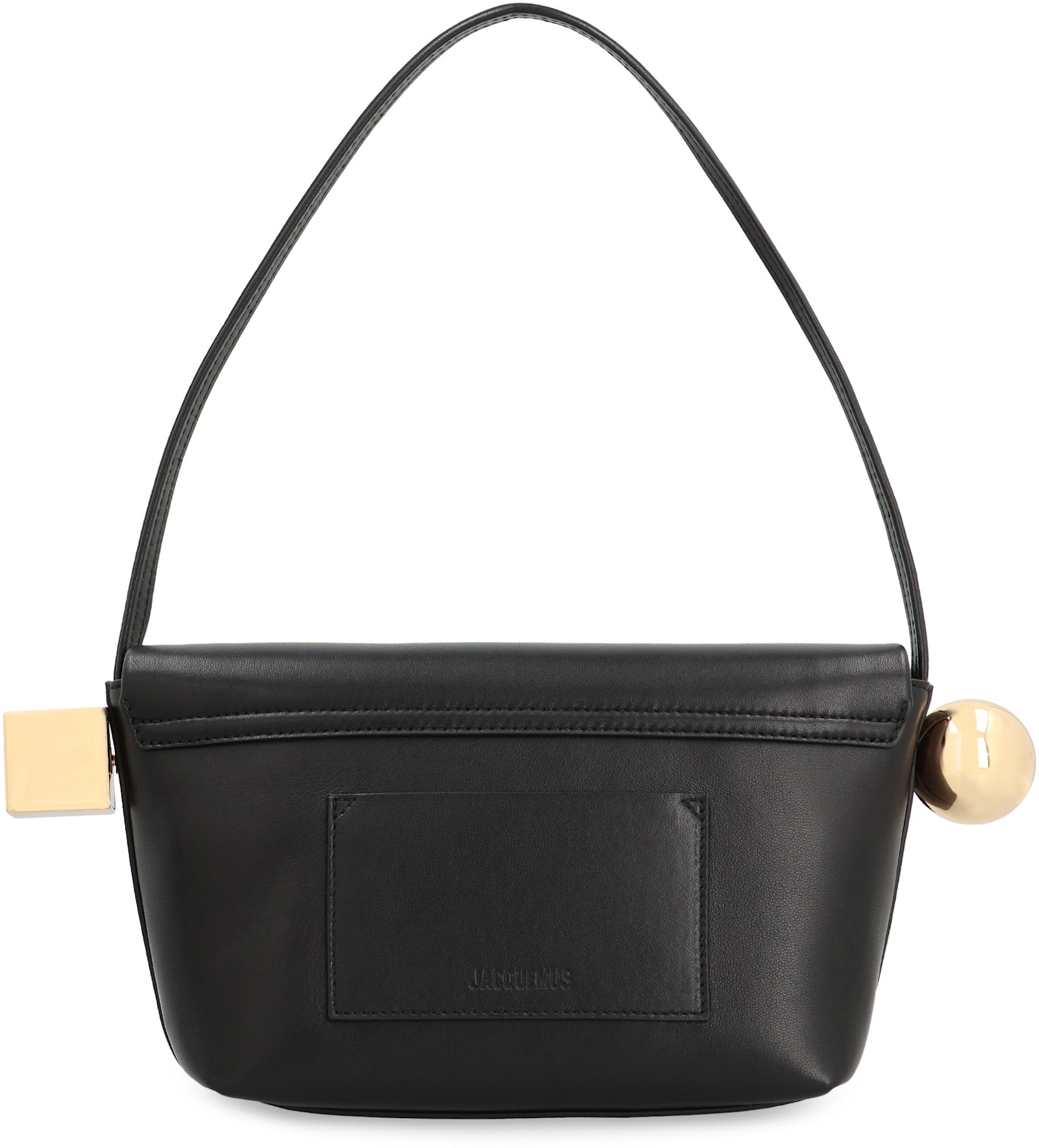 Shop Jacquemus Le Rond Carré Leather Shoulder Bag In Black