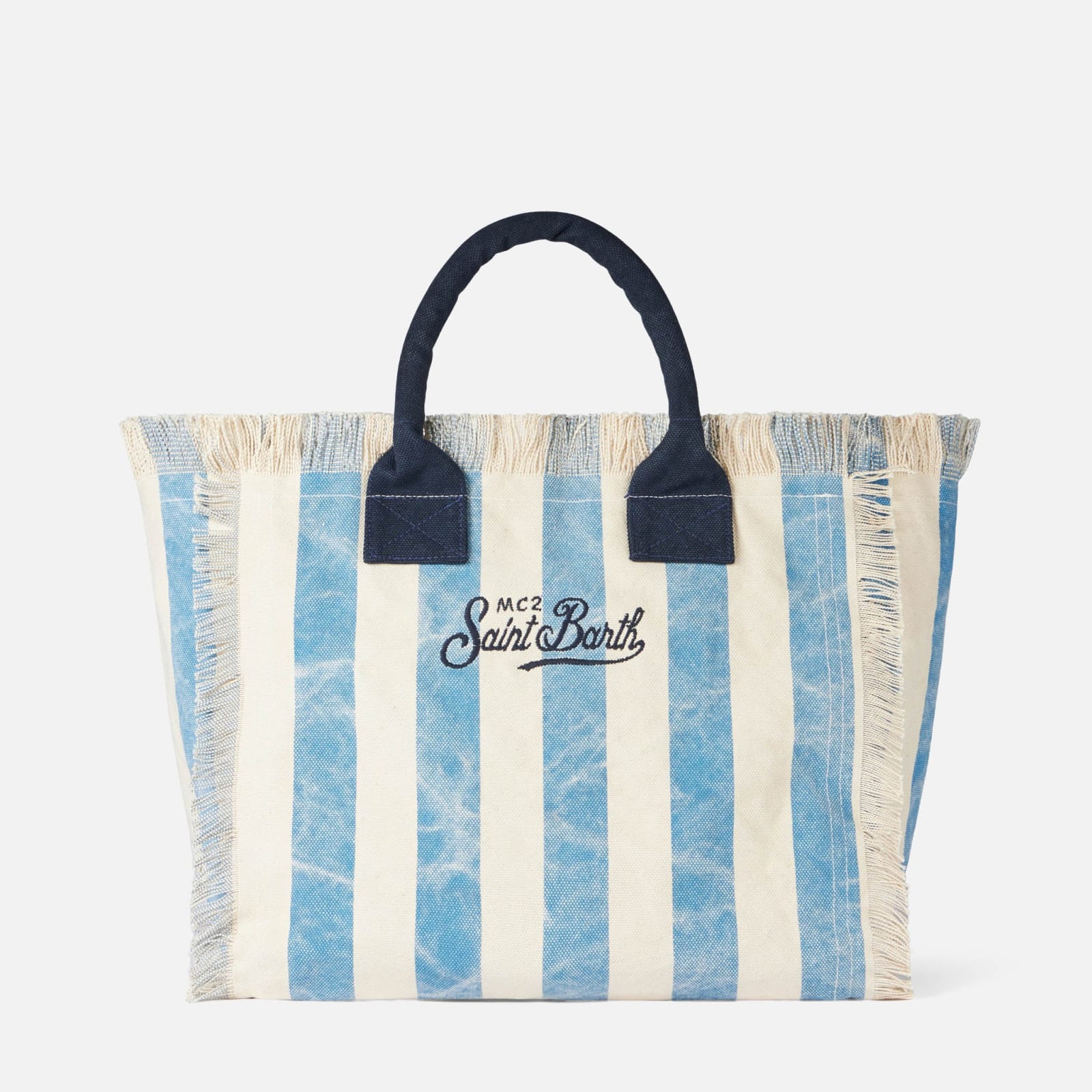 Shop Mc2 Saint Barth Vanity Canvas Shoulder Bag With Los Angeles Print In Blue