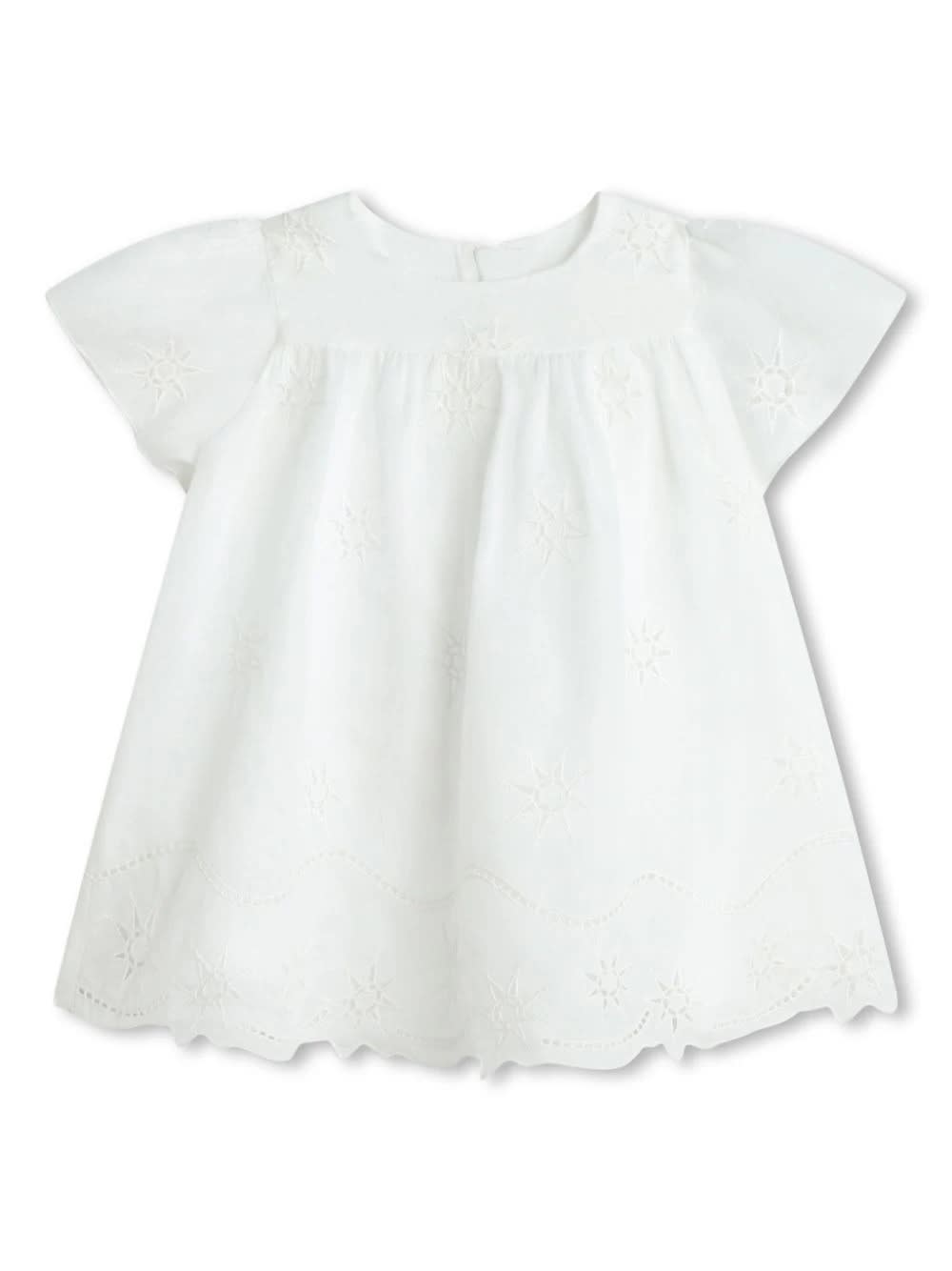 Shop Chloé White Dress With Embroidered Stars