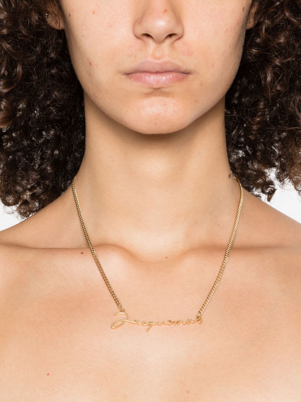 Jacquemus Necklace With Lettering Logo In Gold