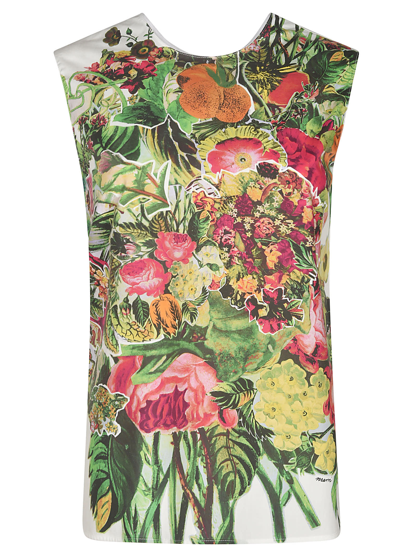Shop Marni Floral Sleeveless Top In Multicolor