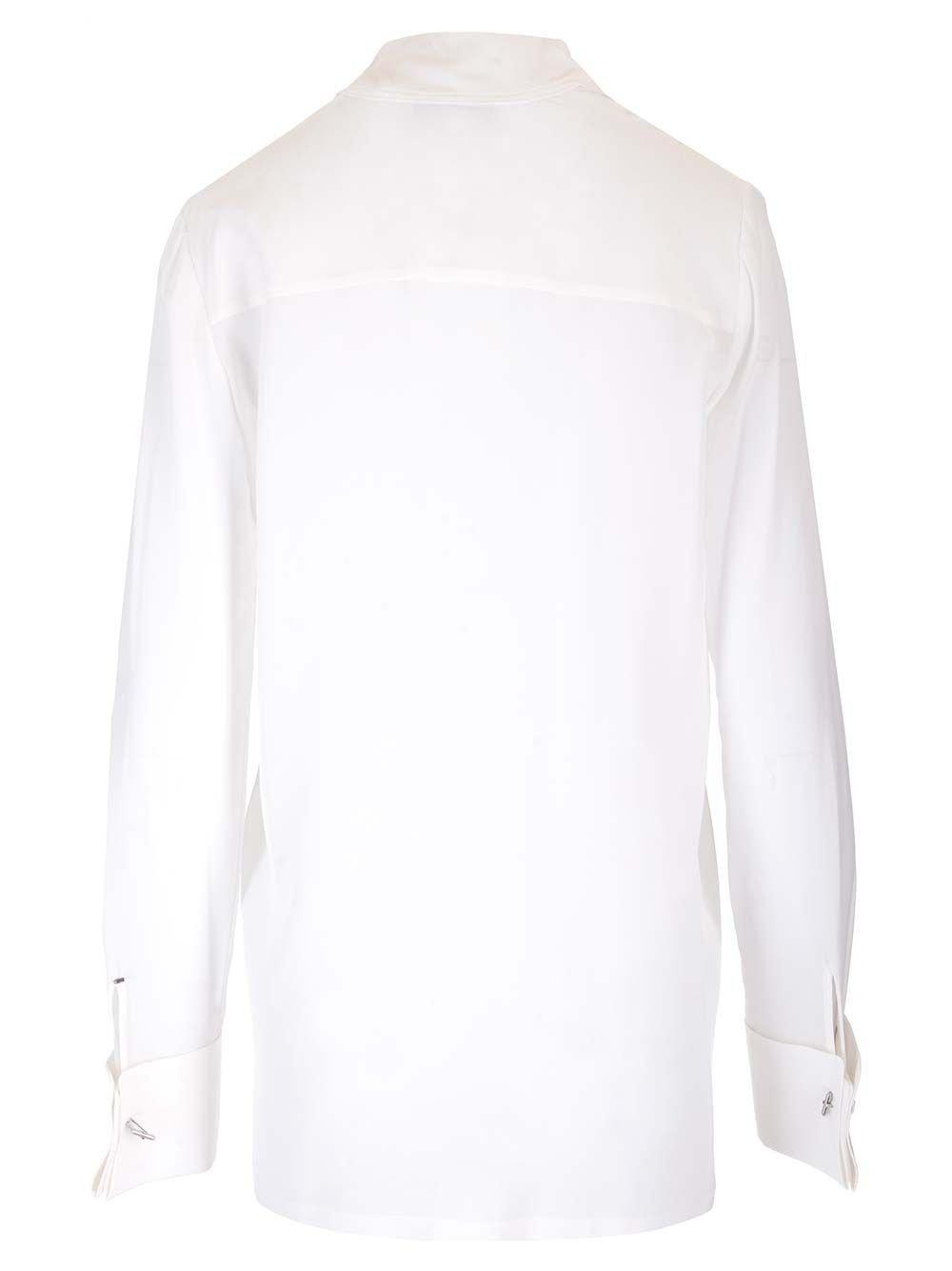 Shop Sportmax Pussy-bow Long-sleeved Top In White