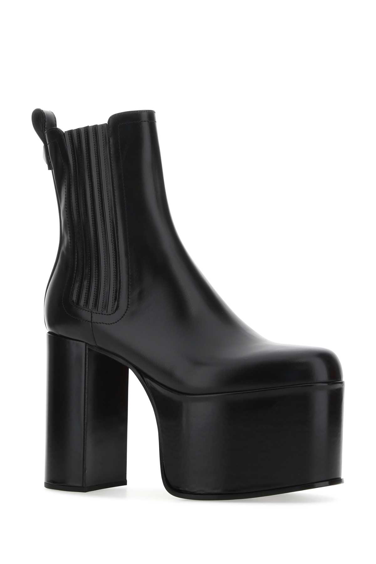 Shop Valentino Black Leather Club Ankle Boots In 0no