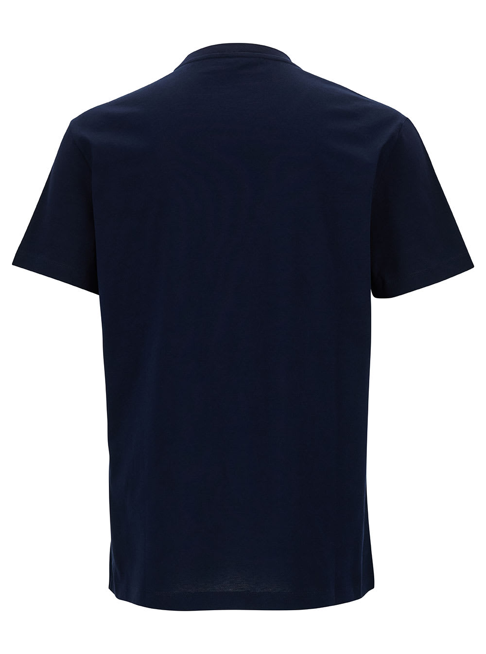 Shop Versace Blue Crewneck T-shirt With 90s Logo Print In Cotton Man