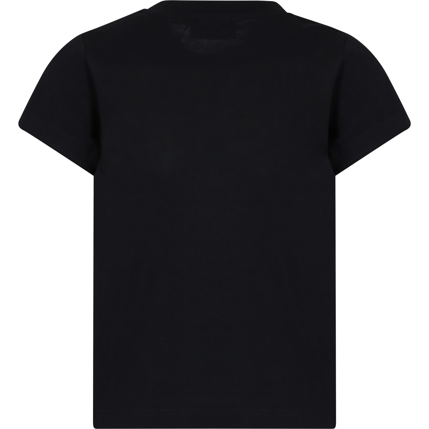 Shop Moschino Black T-shirt For Kids With Teddy Bear And Logo