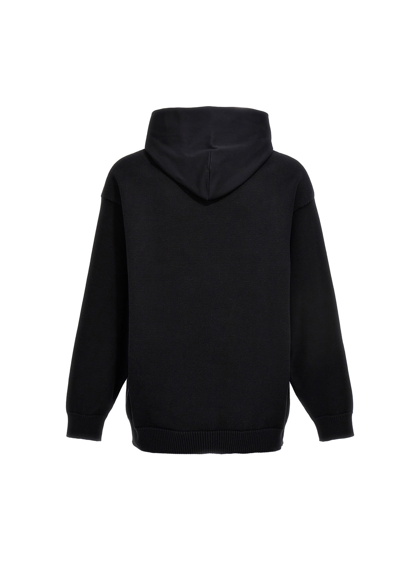 Shop Balenciaga Logo Print Hooded Sweater In Black