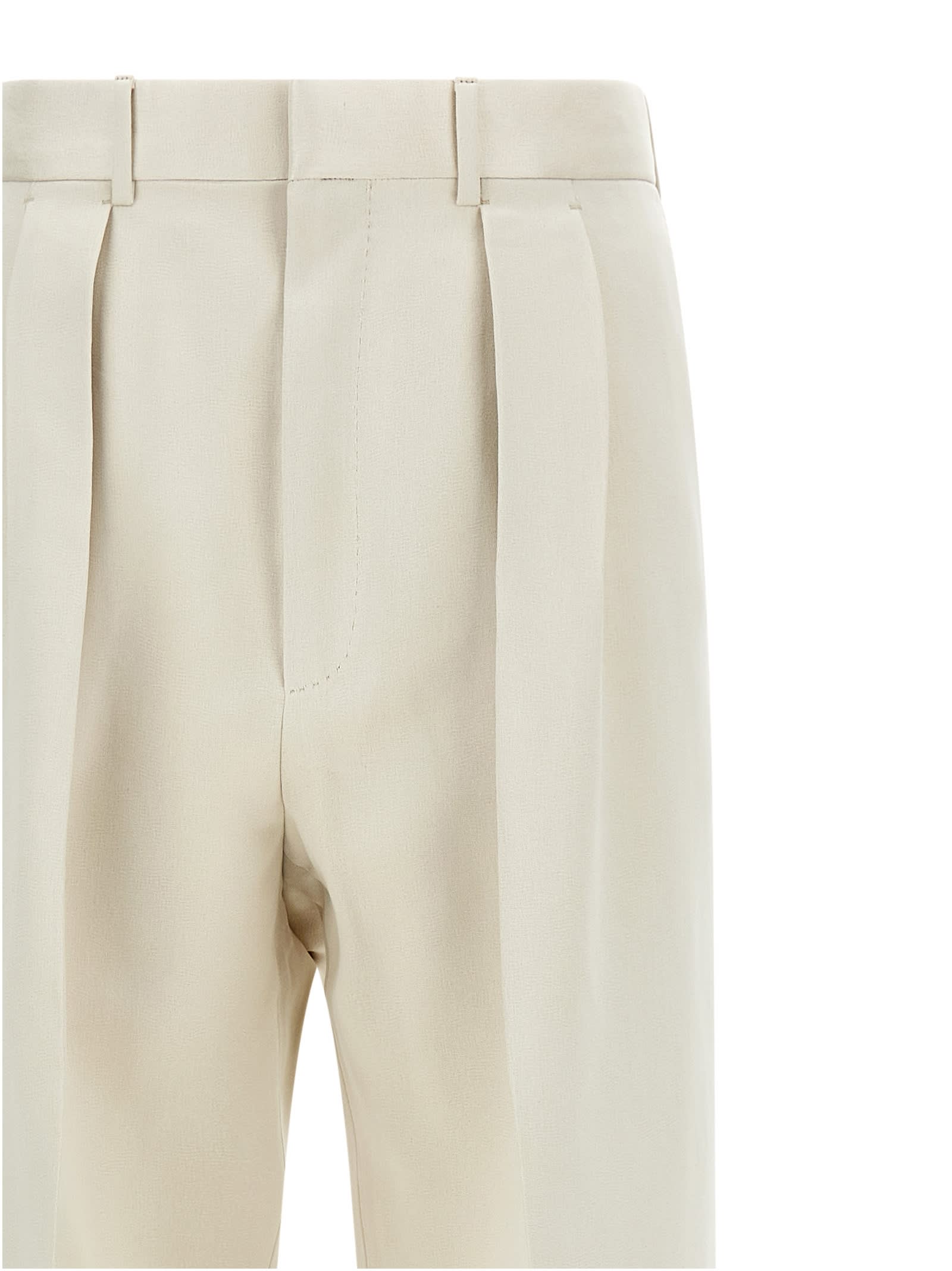 Tom Ford Pleated Front Straight Leg Trousers With Pockets In Neutral