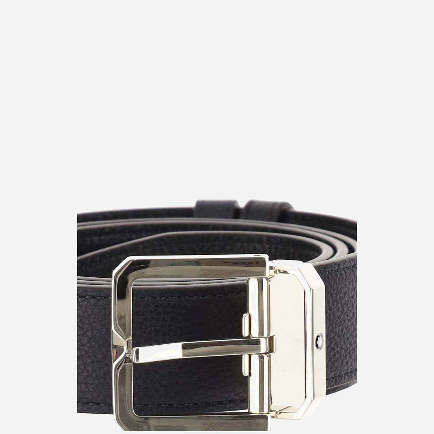 Shop Montblanc Reversible Leather Belt In Blue