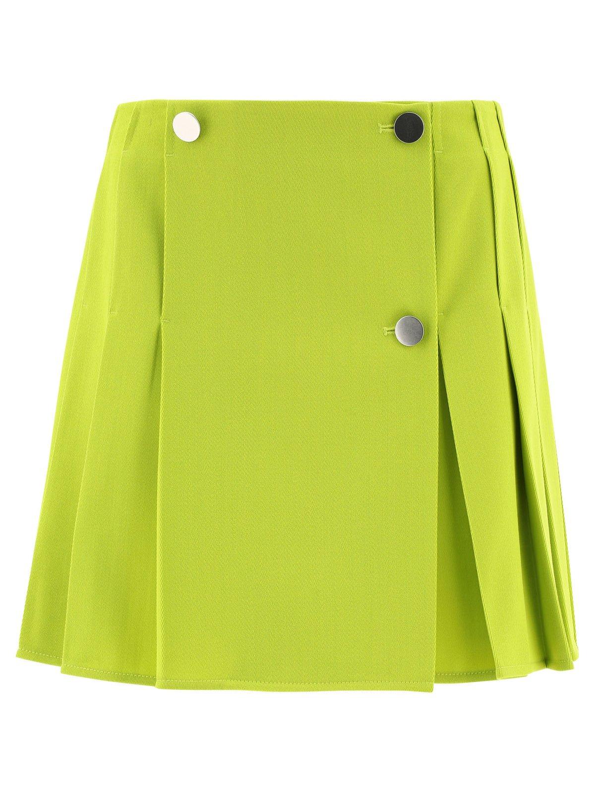 Shop Bottega Veneta High Waist Pleated Mini Skirt In Green