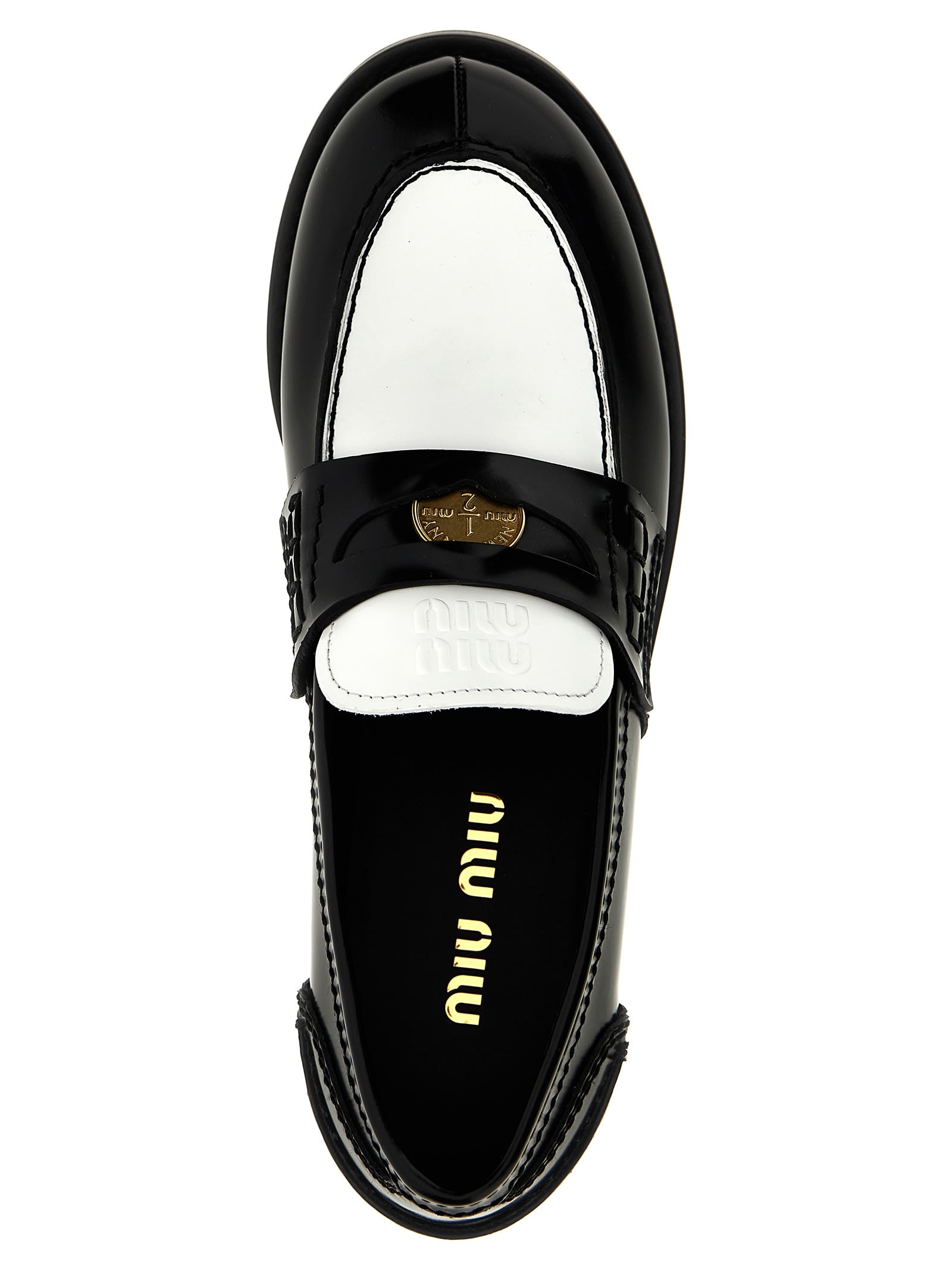 Miu Miu Black Leather Loafers In F0967