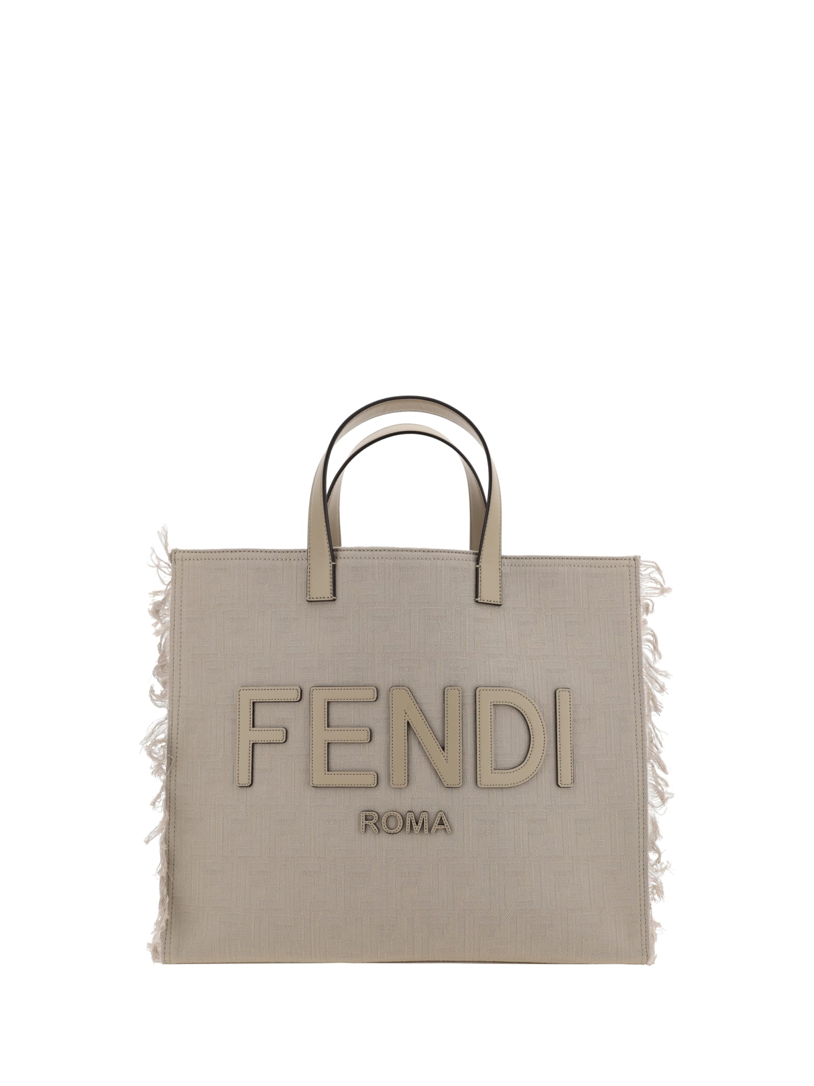 FENDI FF TOTE BAG IN FABRIC WITH FRINGES