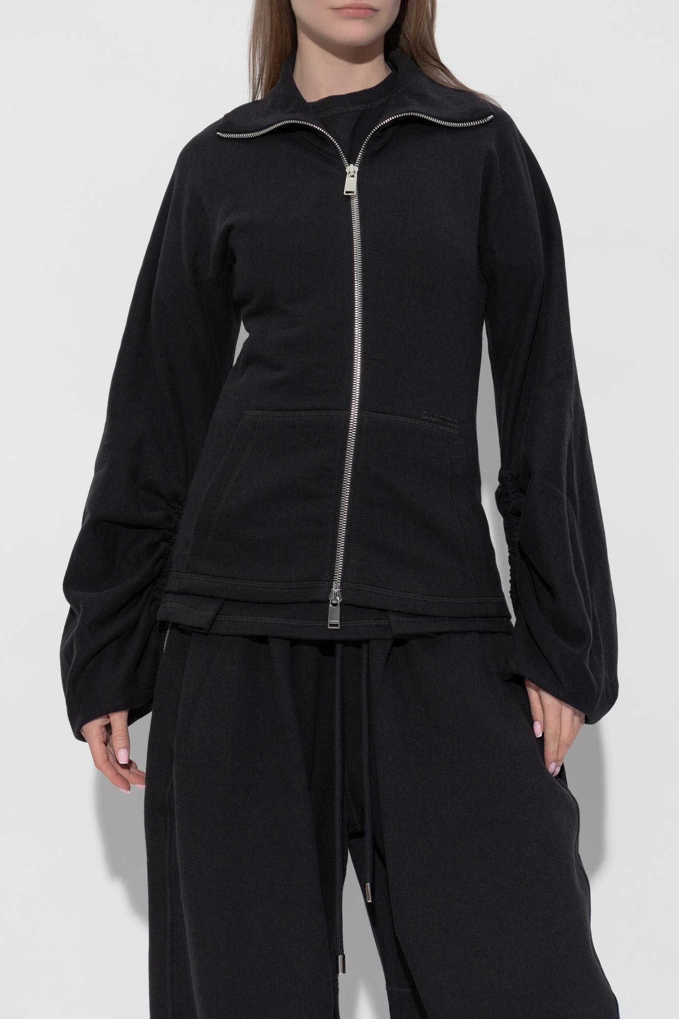 Lanvin Tailored Zip Jacket With High Collar And Pockets In Black