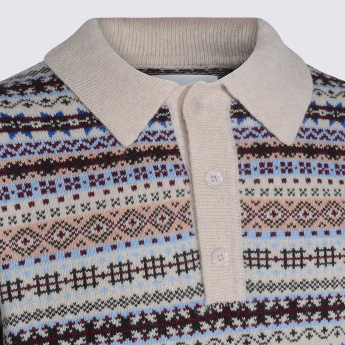 Nn07 Robbie Fair Isle Wool-blend Polo Sweater In Multi