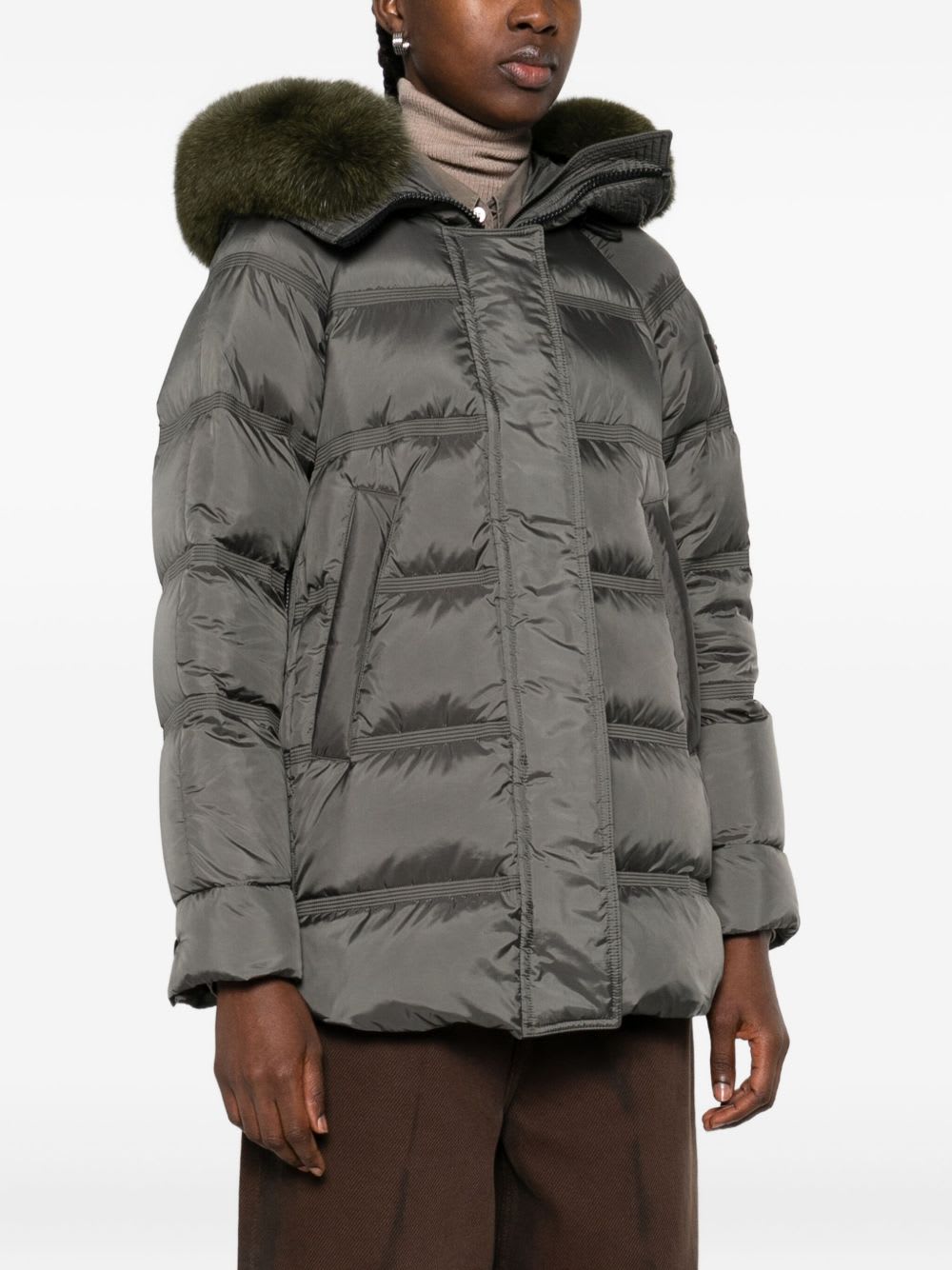 Peuterey Fur-trimmed Quilted Padded Jacket In Green