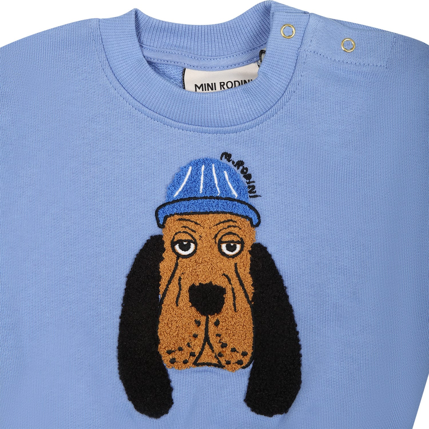 Shop Mini Rodini Light Blue Sweatshirt For Baby Kids With Dog
