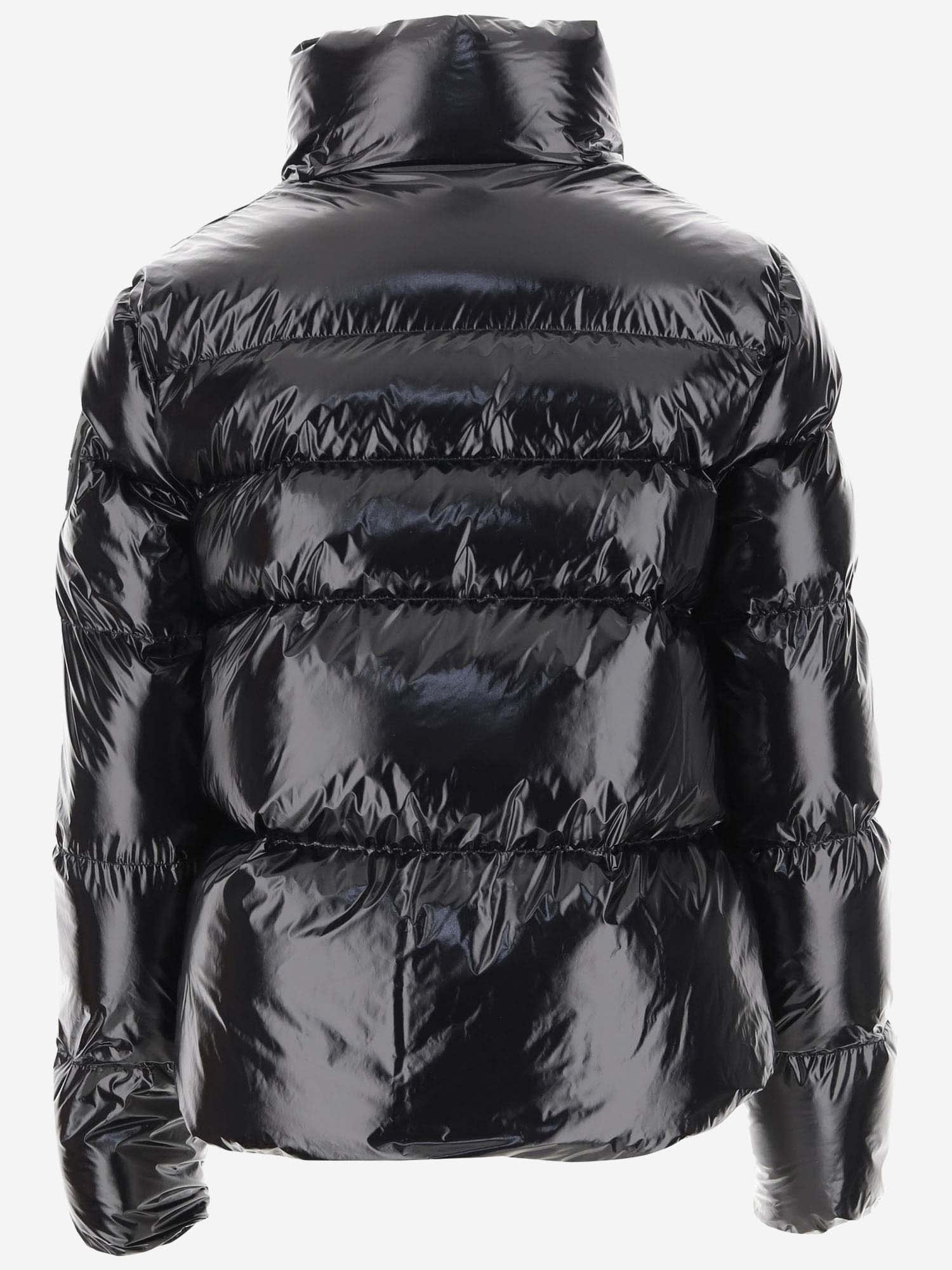 Shop Pinko High Shine Down Jacket In Black