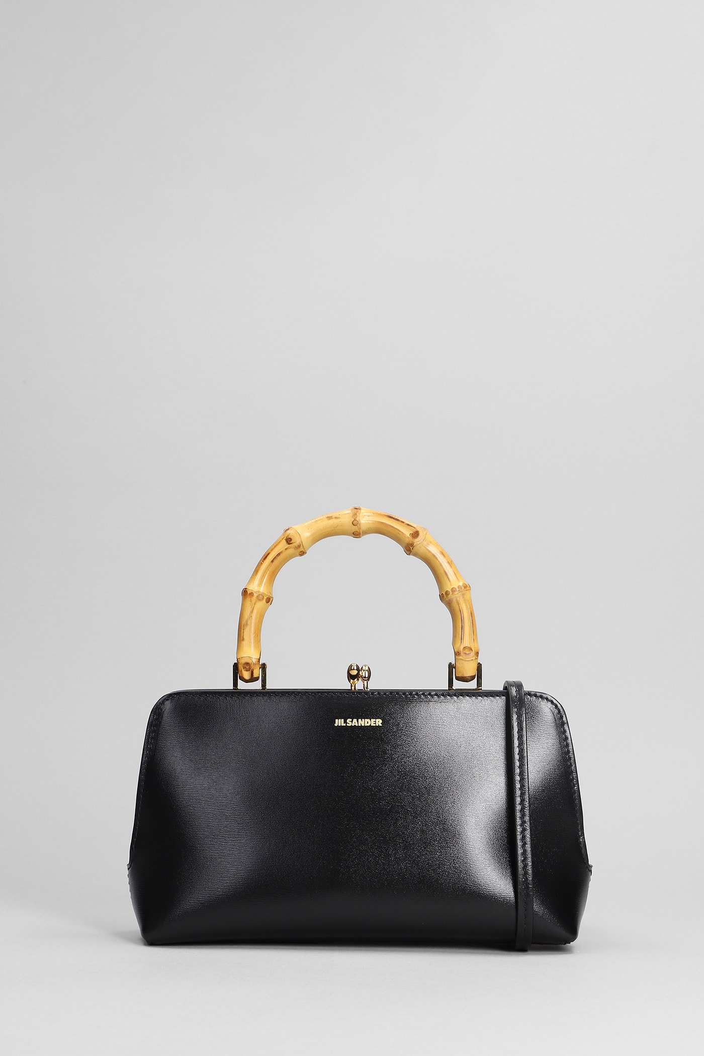 Shop Jil Sander Gojii Bambo Shoulder Bag In Black Leather