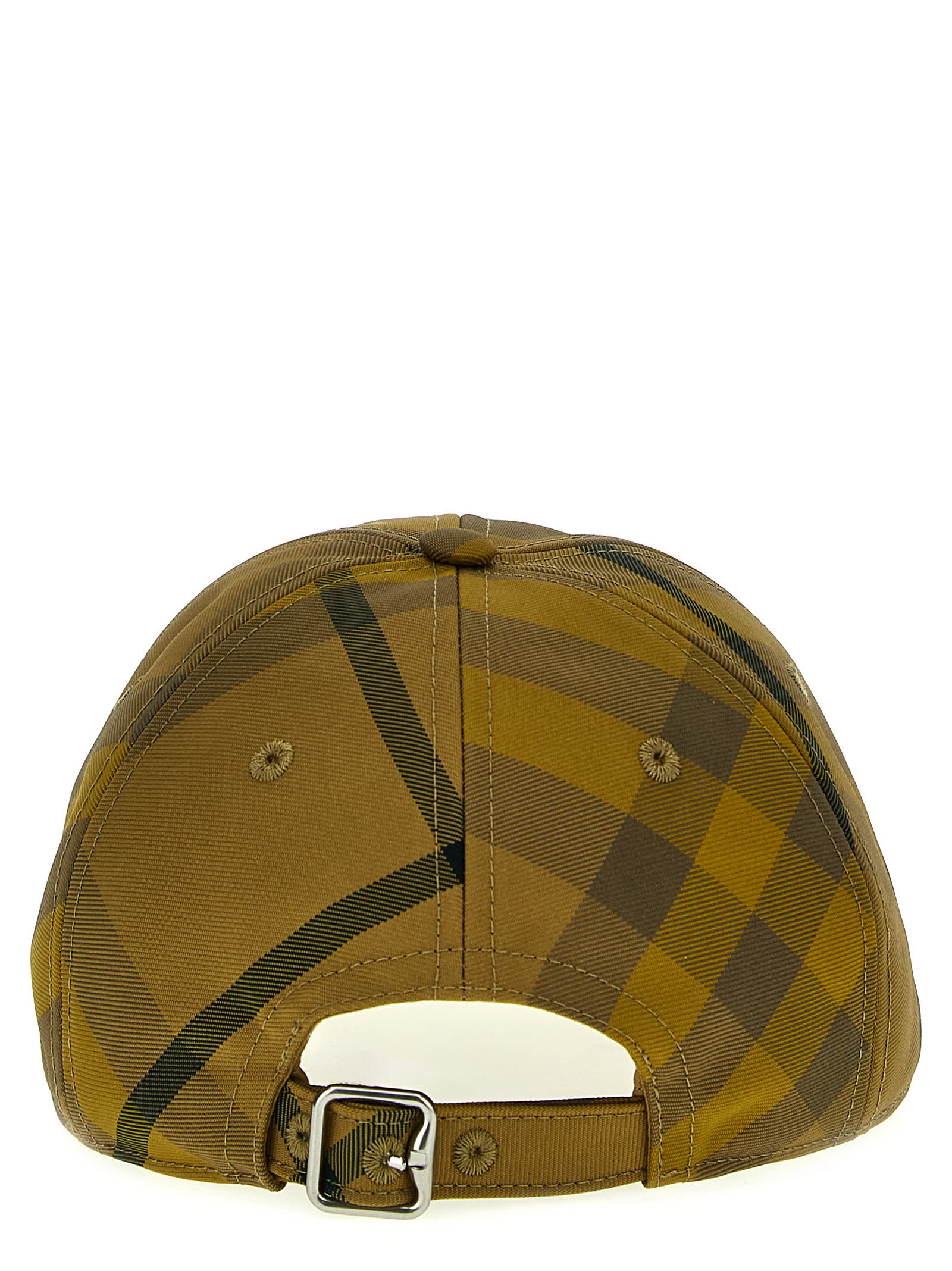 Shop Burberry Check Cap In Yellow