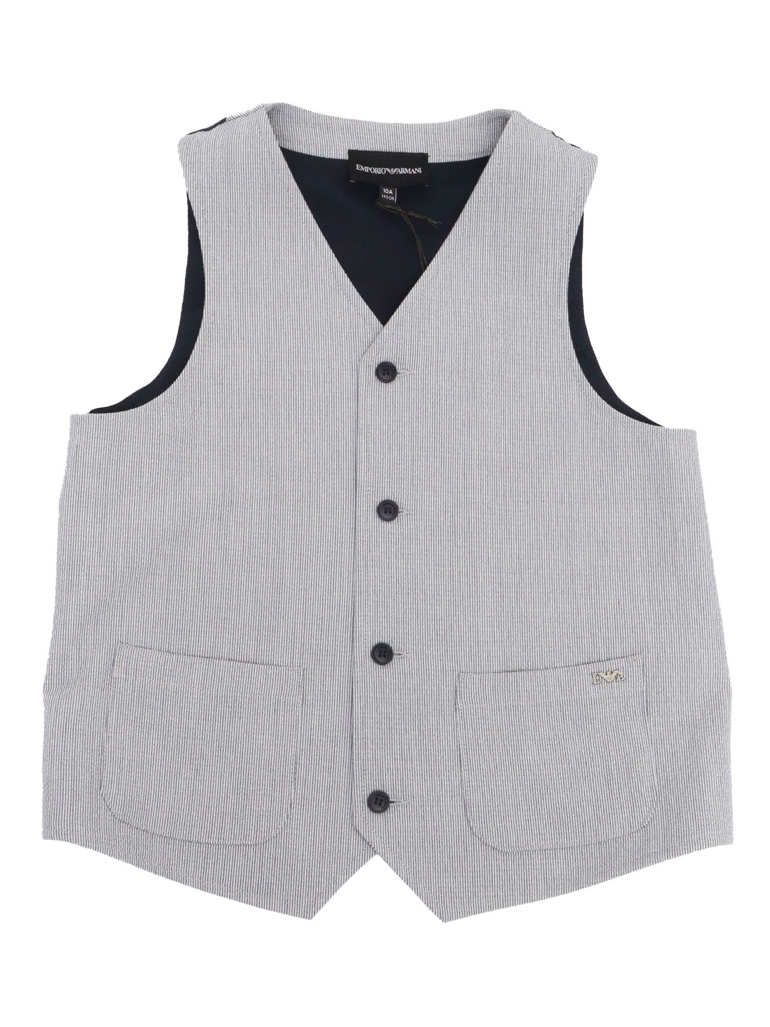 Emporio Armani Striped-panel Waistcoat In Blue