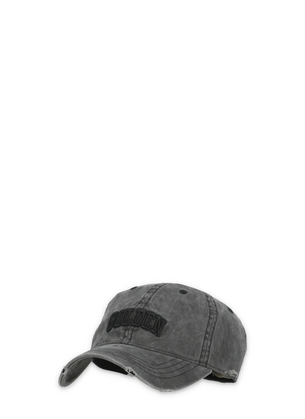 Golden Goose Distressed Baseball Cap Metal Eyelets In Gray