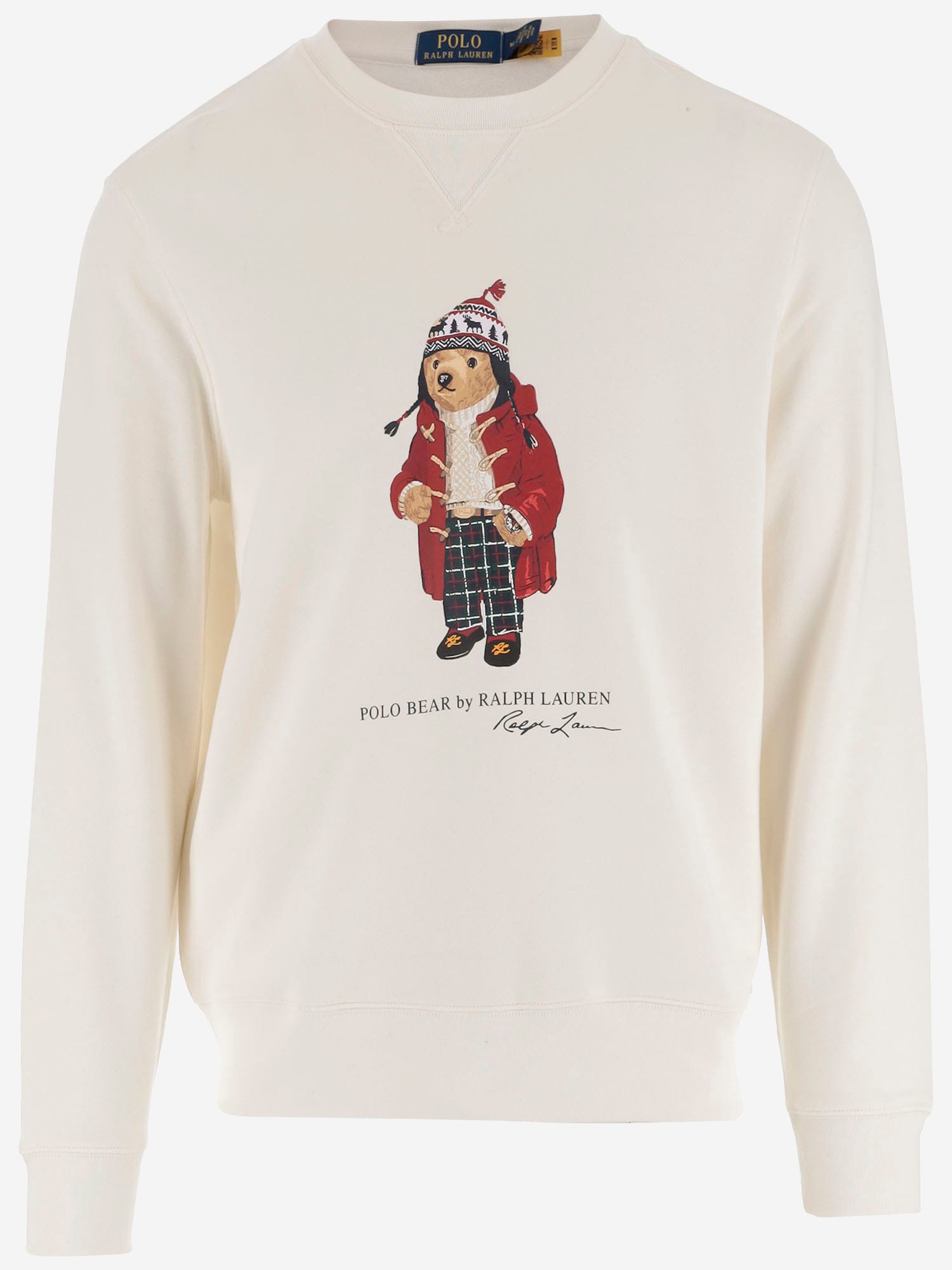 Shop Polo Ralph Lauren Cotton Blend Sweatshirt With Polo Bear Pattern In White