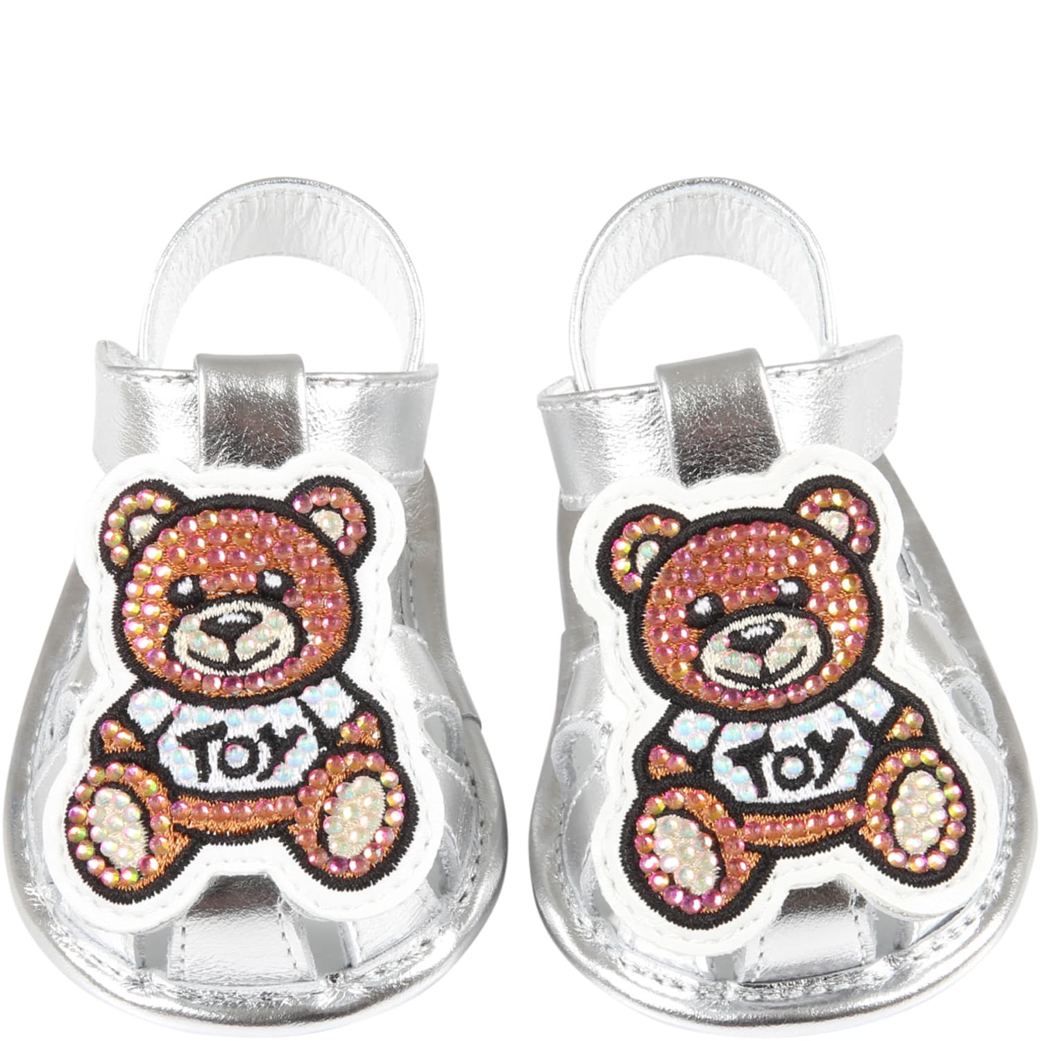 Moschino Silver Sandals For Baby Girl With Teddy Bear