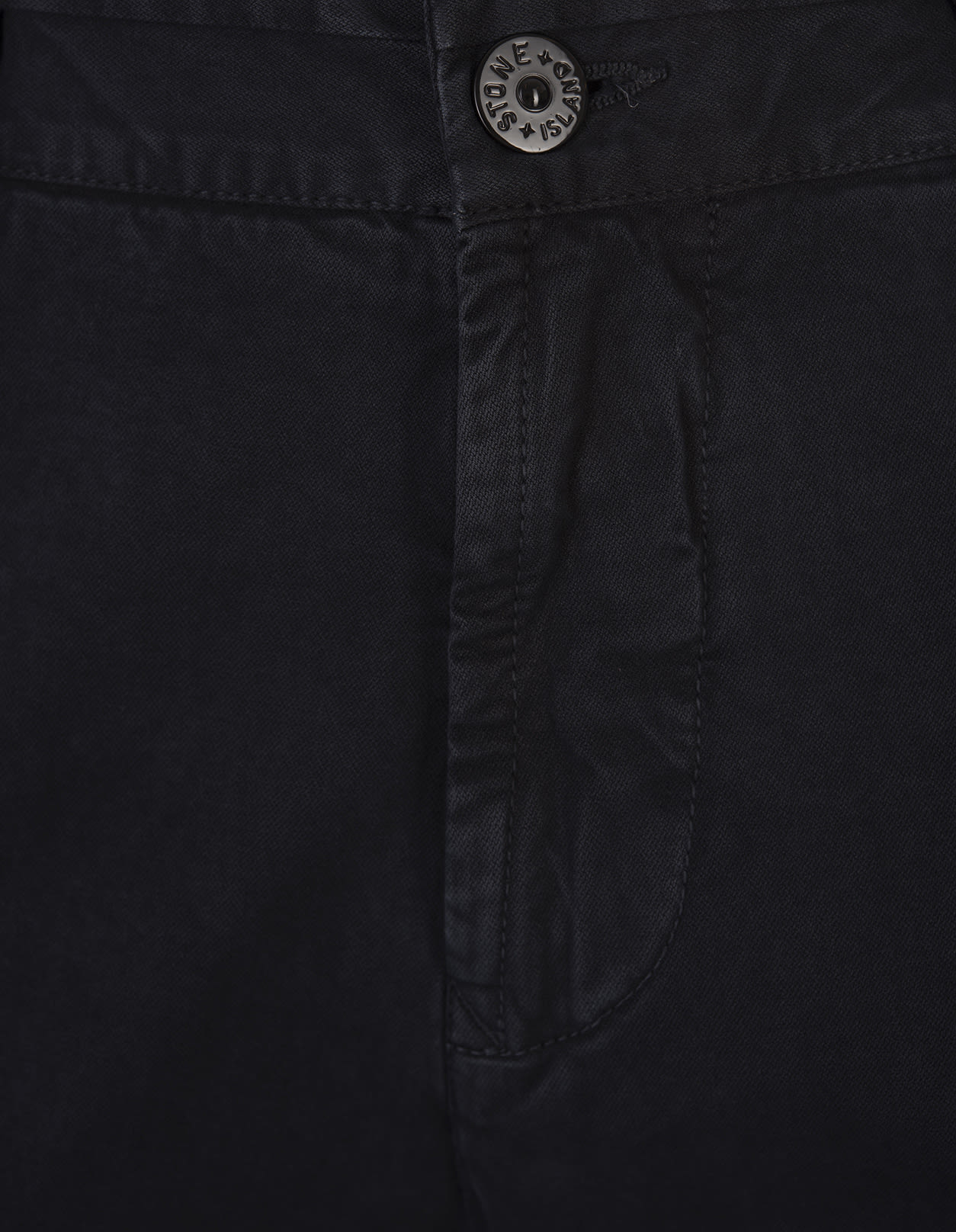 Shop Stone Island Navy Blue Cargo Trousers In Broken Twill Stretch Cotton