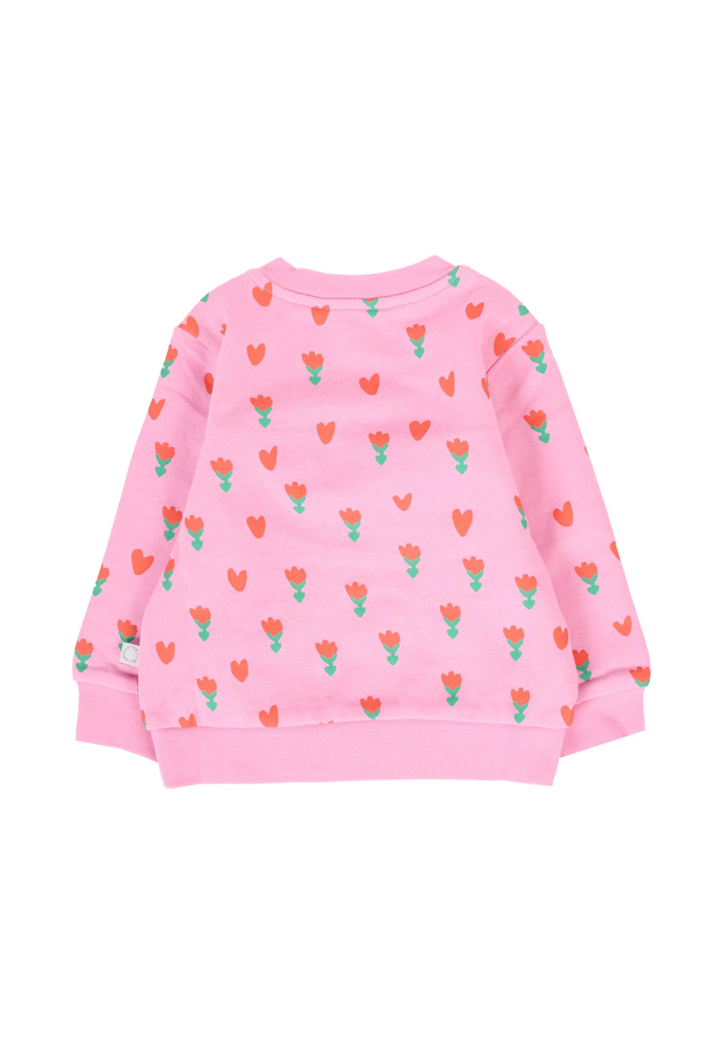 Stella Mccartney Pink Sweatshirt For Girl With Red Flowers In Pink