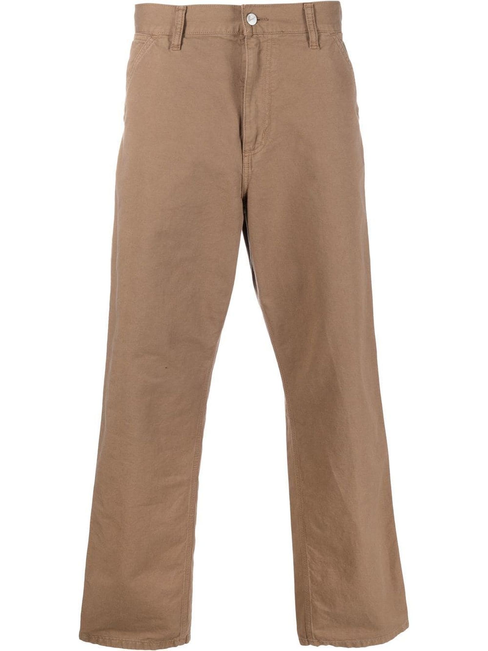 CARHARTT CAMEL BROWN COTTON TROUSERS