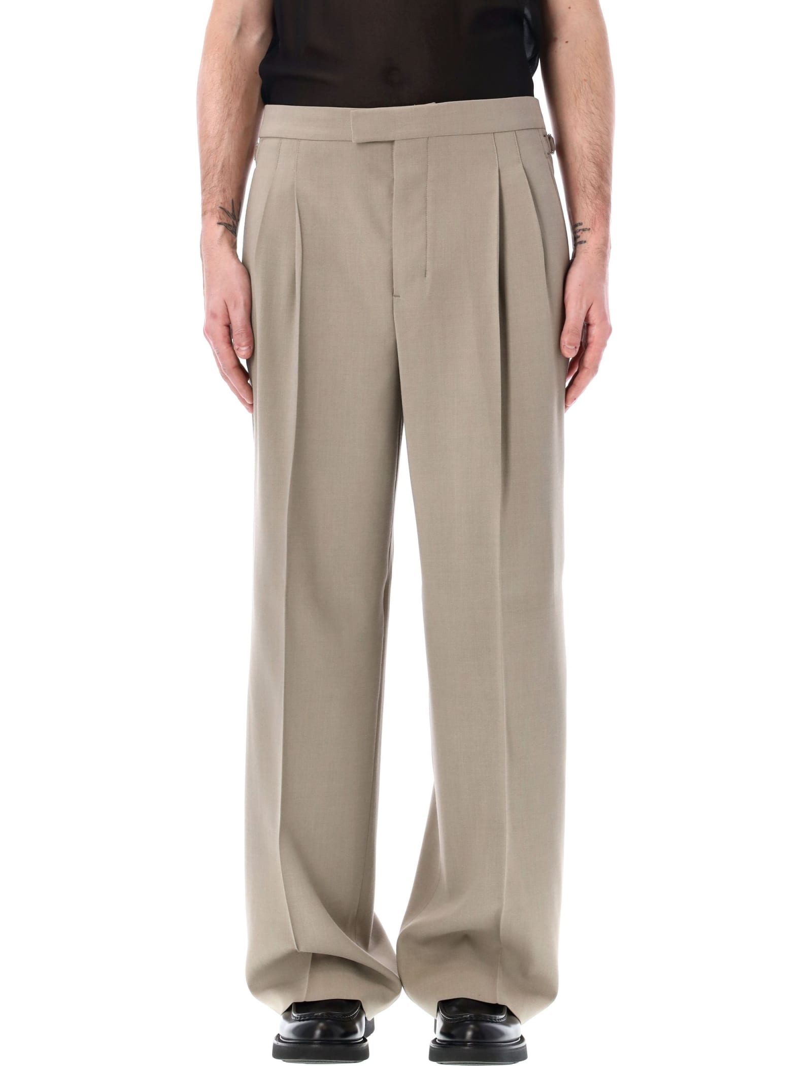 Shop Ami Alexandre Mattiussi Large Trousers In Light Taupe
